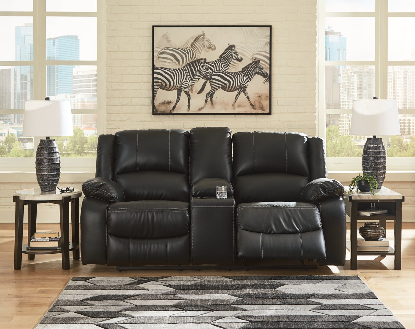 Calderwell Reclining Loveseat with Console