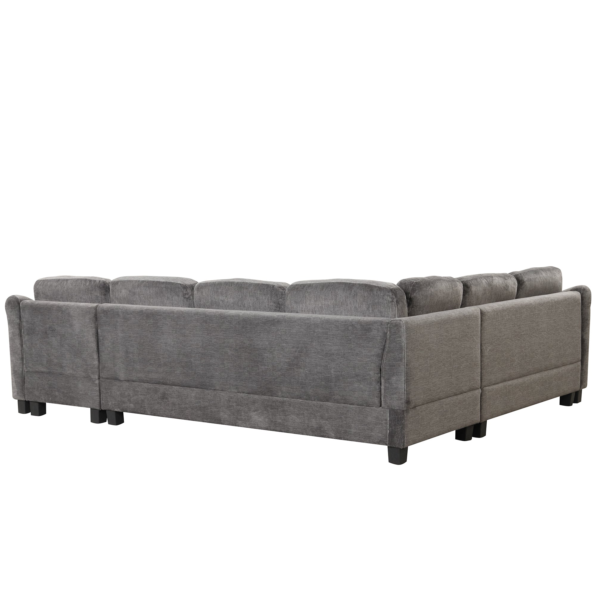 122.1" *91.3" 4pcs Sectional Sofa with Ottoman with Right Side Chaise velvet fabric Dark Gray