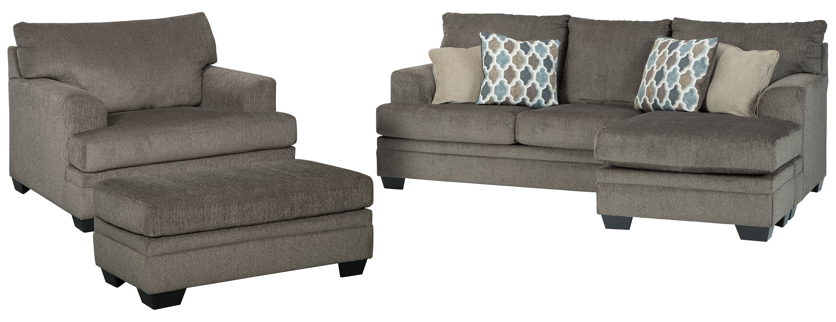 Dorsten Sofa Chaise, Chair, and Ottoman