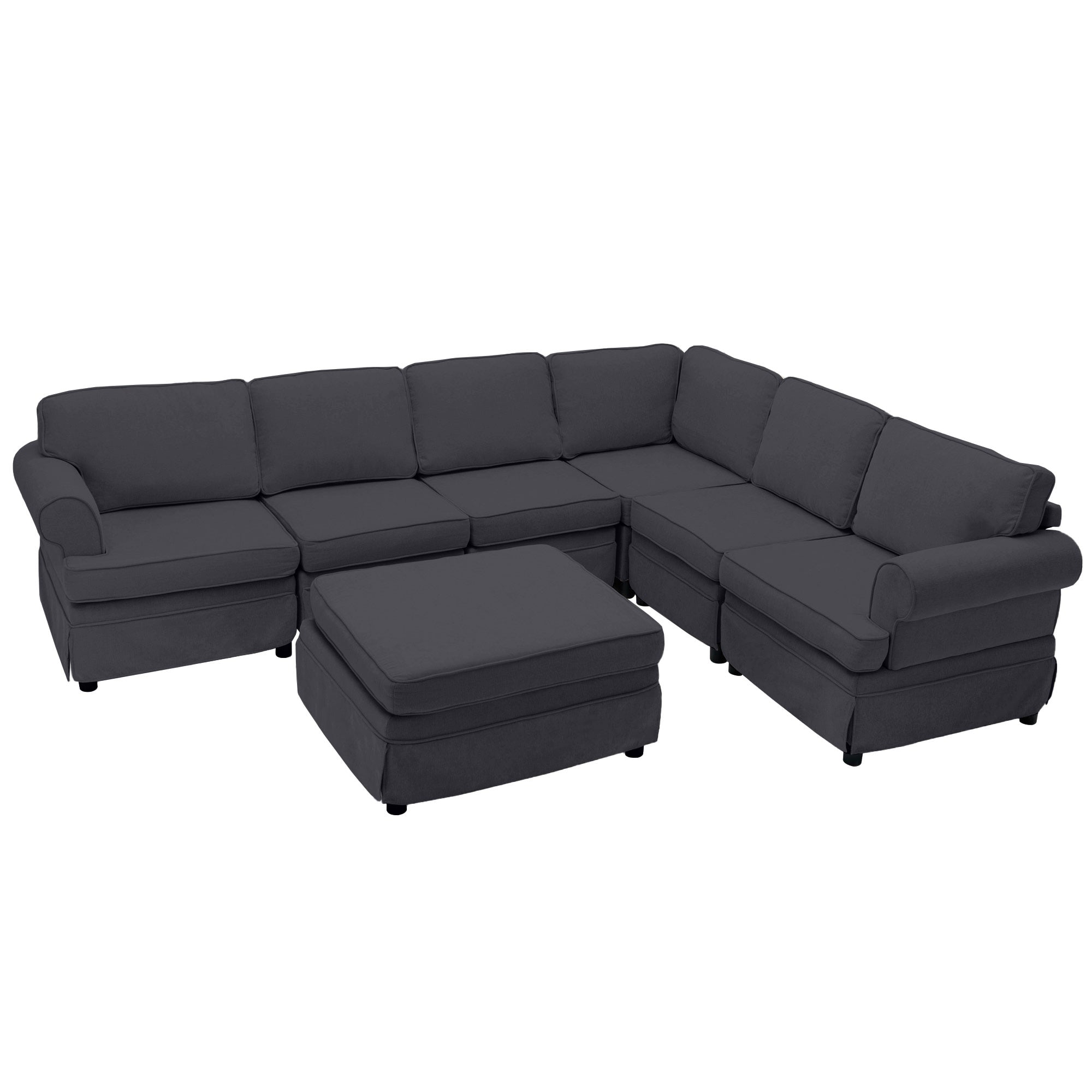 108.6" Fabric Upholstered Modular Sofa Collection, Modular Customizable ,Sectional Couch with removable Ottoman for Living Room, Gray