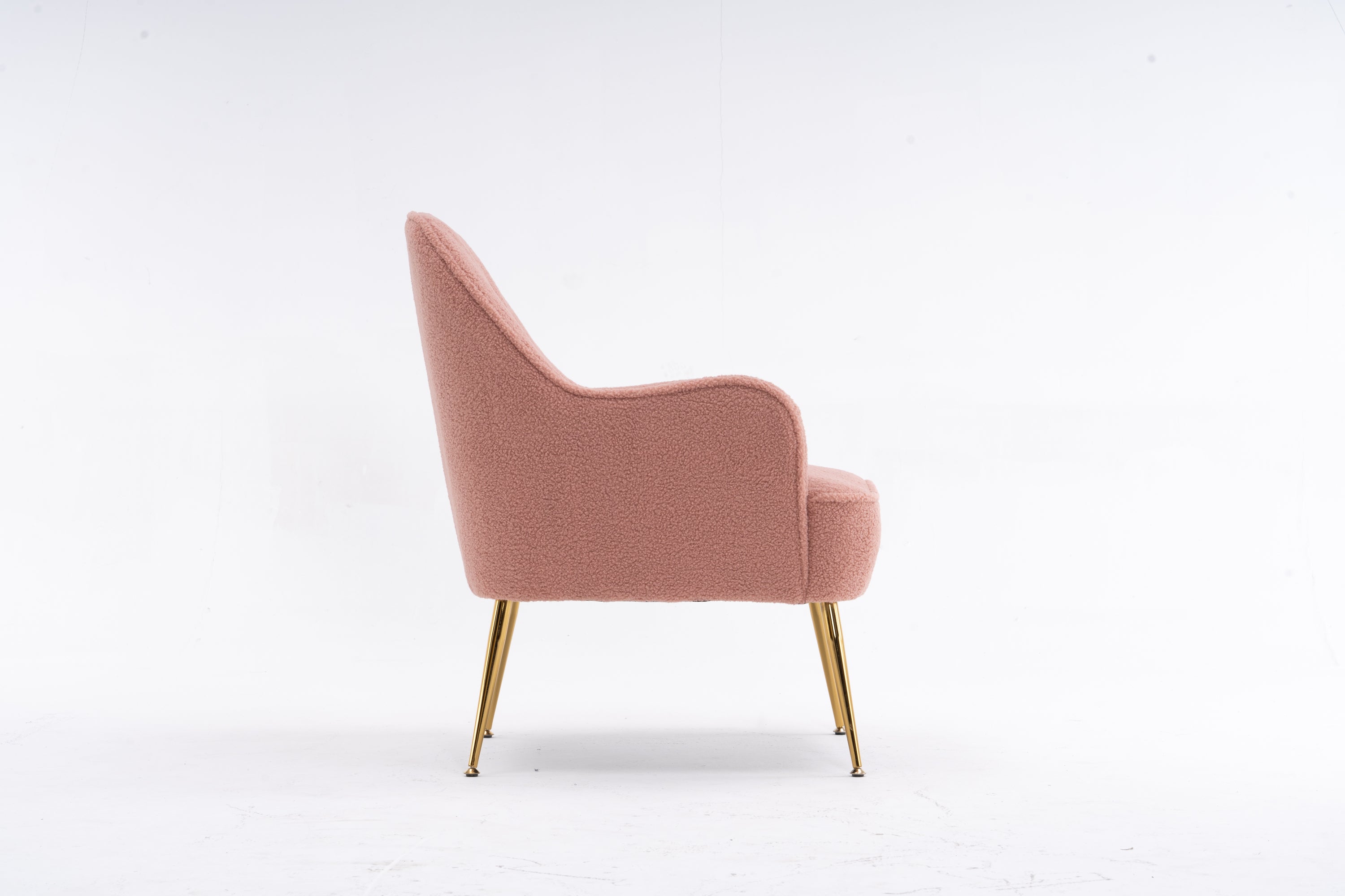 001-Modern Soft Teddy fabric Ergonomics Accent Chair With Gold Legs And Adjustable Legs For Indoor Home,Pink