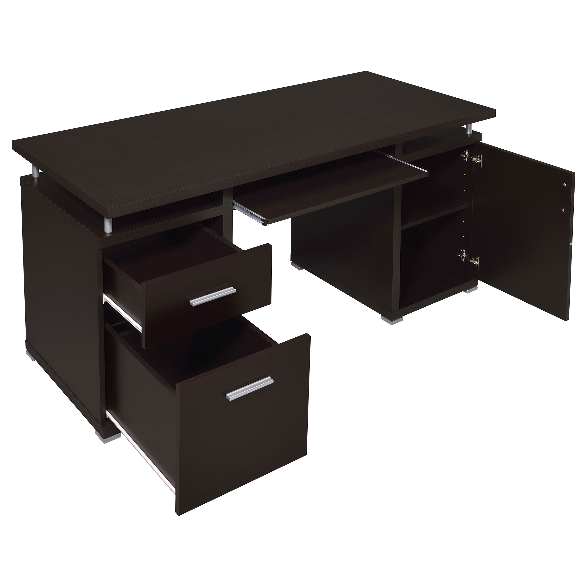 Aglae 2-drawer Computer Desk Cappuccino Computer Desk Brown