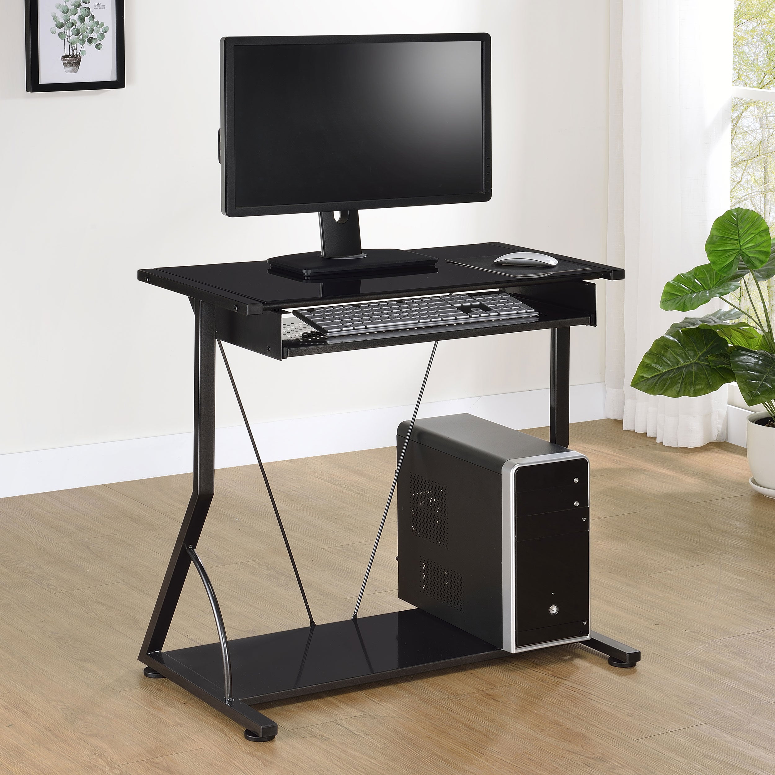 Alastair Computer Desk with Keyboard Tray Black