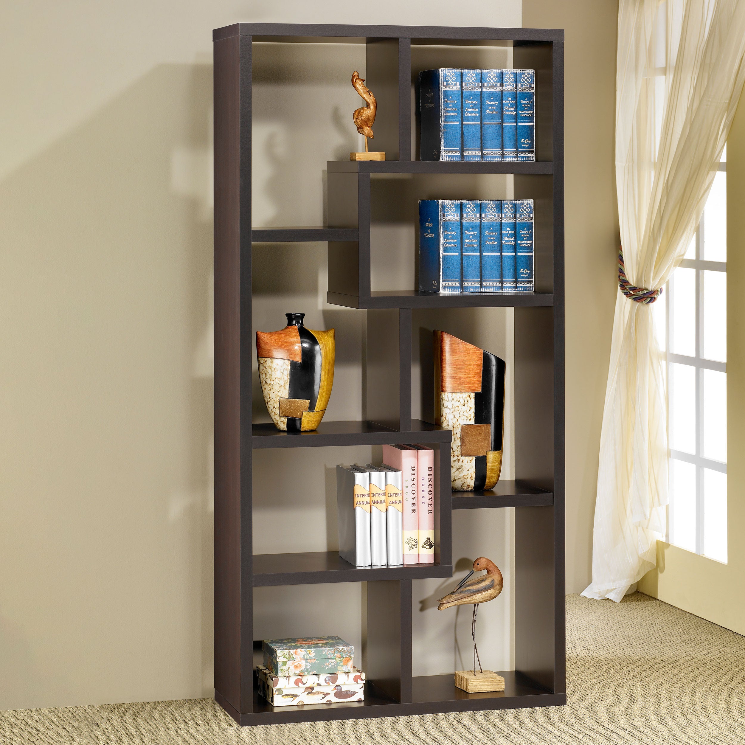 Rese 10-shelf Bookcase Cappuccino Bookcase Brown