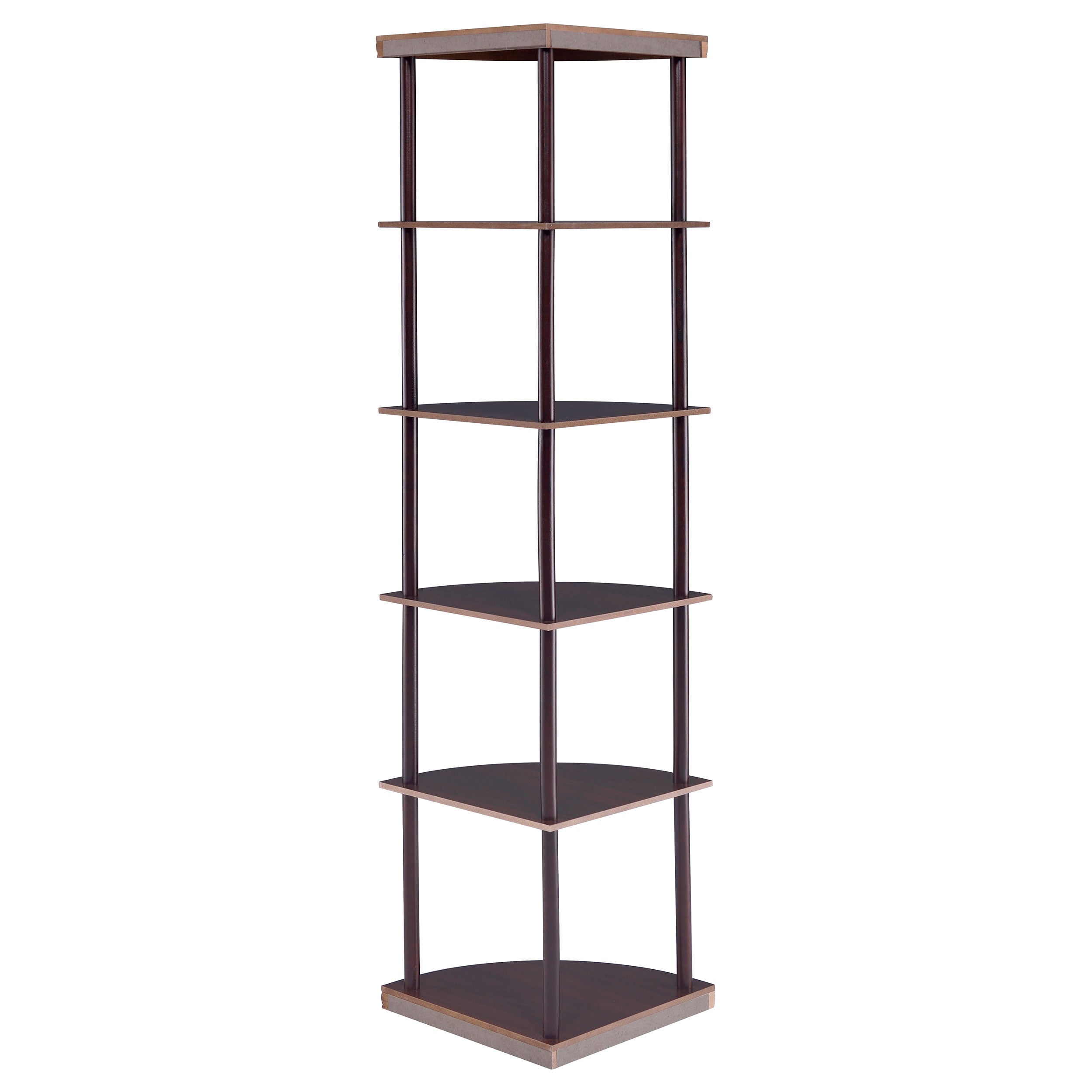 Bonwick 5-shelf Corner Bookshelf Cappuccino Corner Bookcase Brown