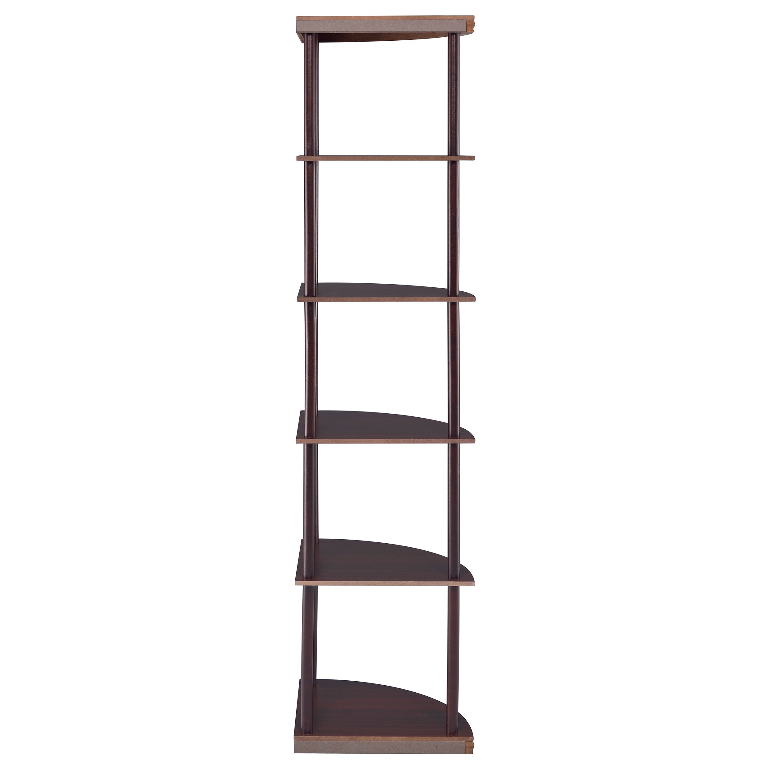 Bonwick 5-shelf Corner Bookshelf Cappuccino Corner Bookcase Brown