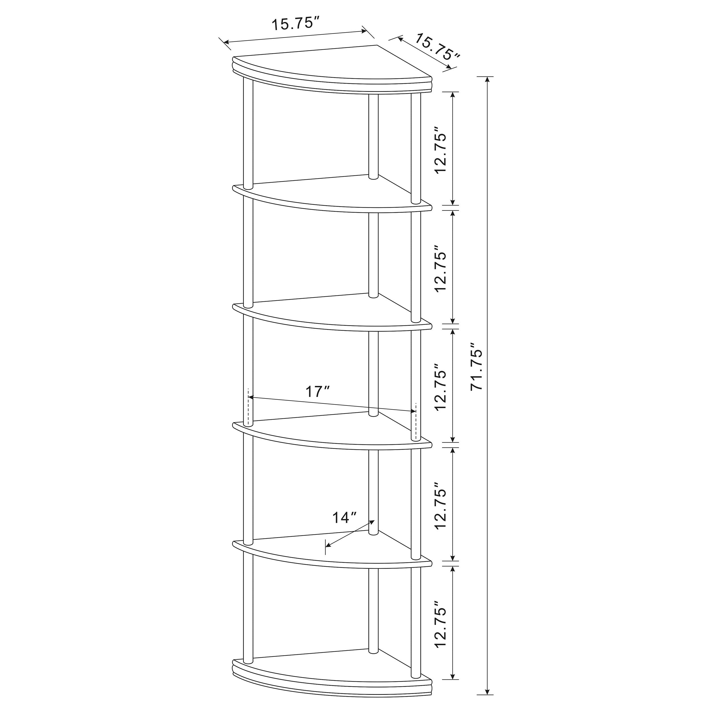 Bonwick 5-shelf Corner Bookshelf Cappuccino Corner Bookcase Brown