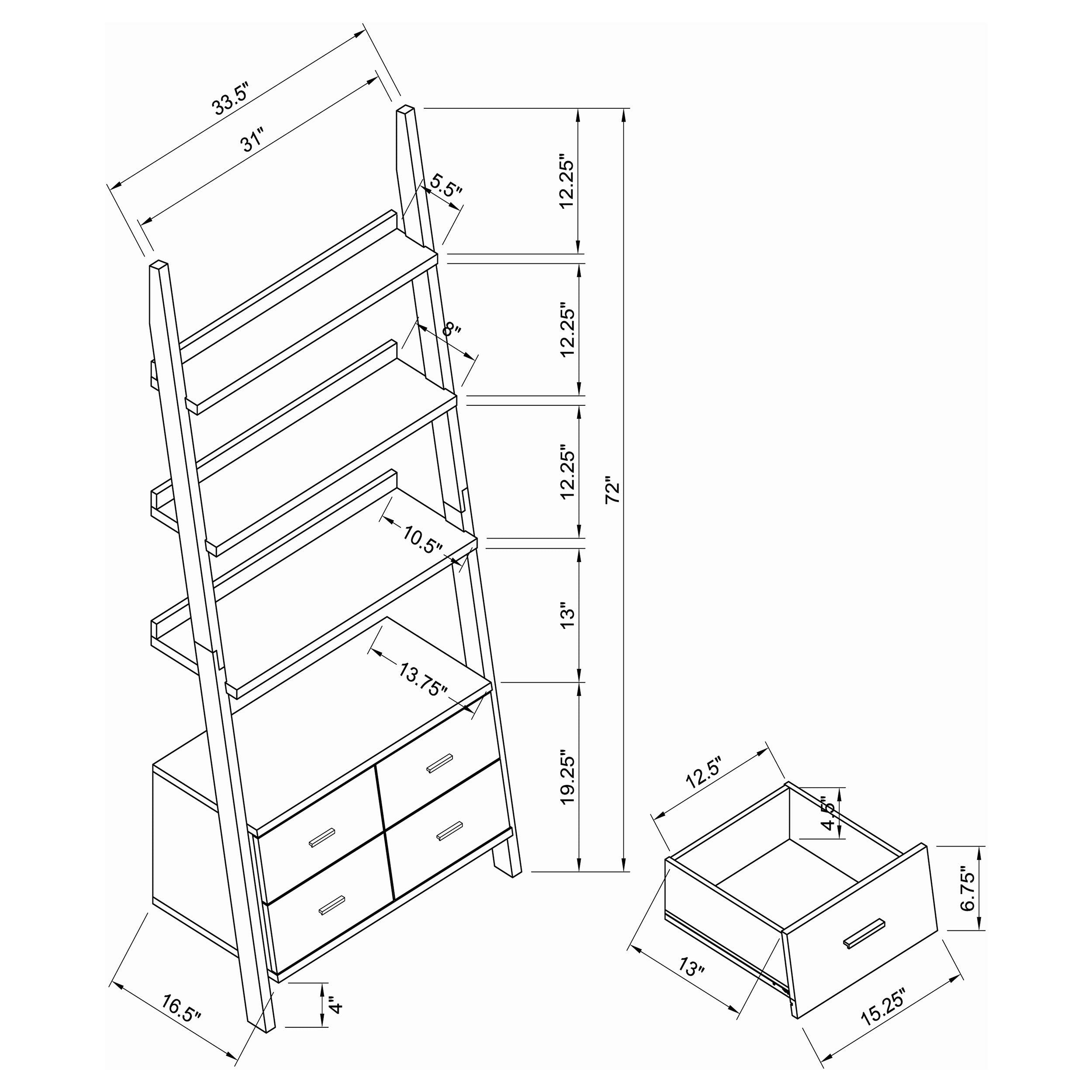 Colella 3-piece Storage Ladder Bookcase Set Cappuccino