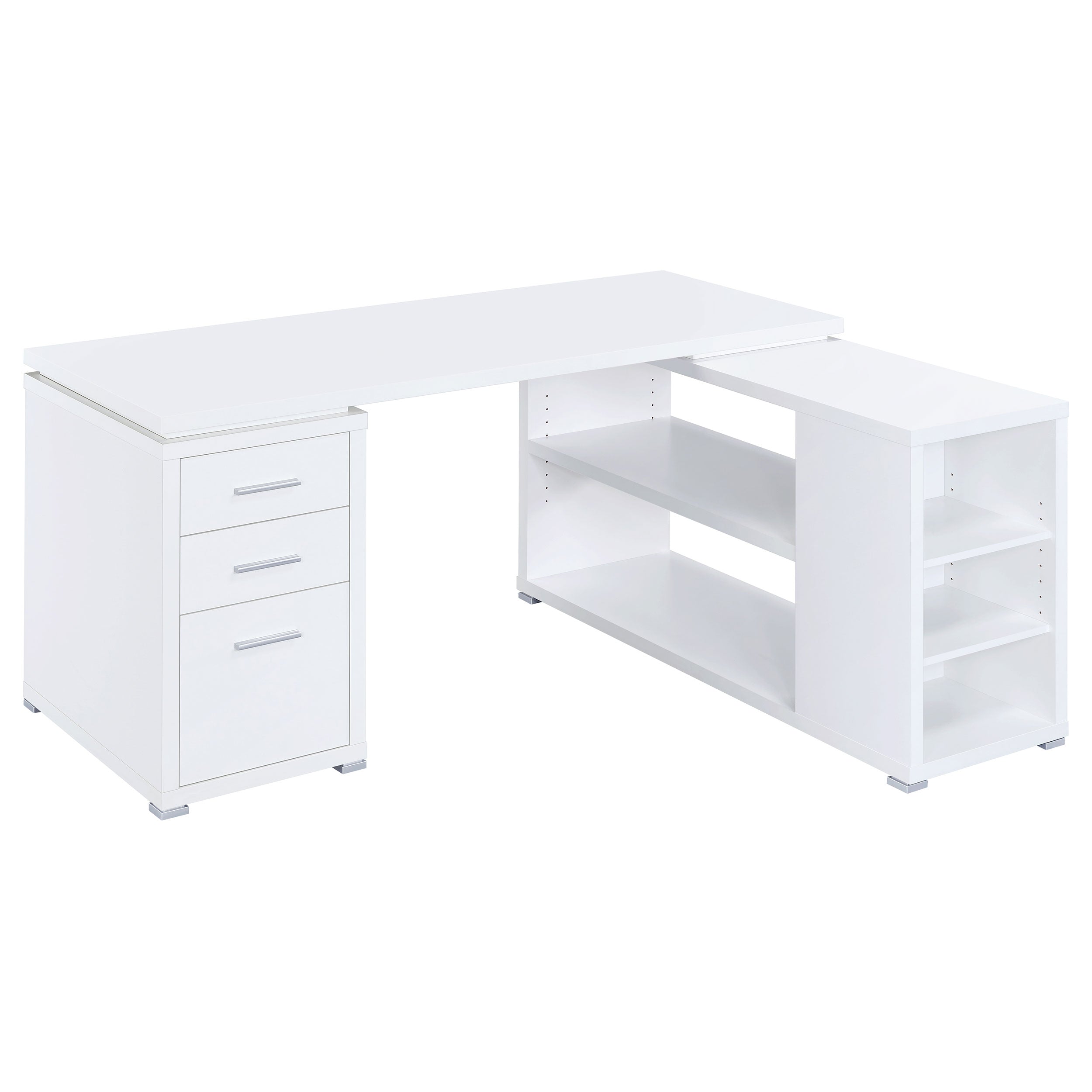 Alezia L-shape Office Desk White L-Shape Desk White