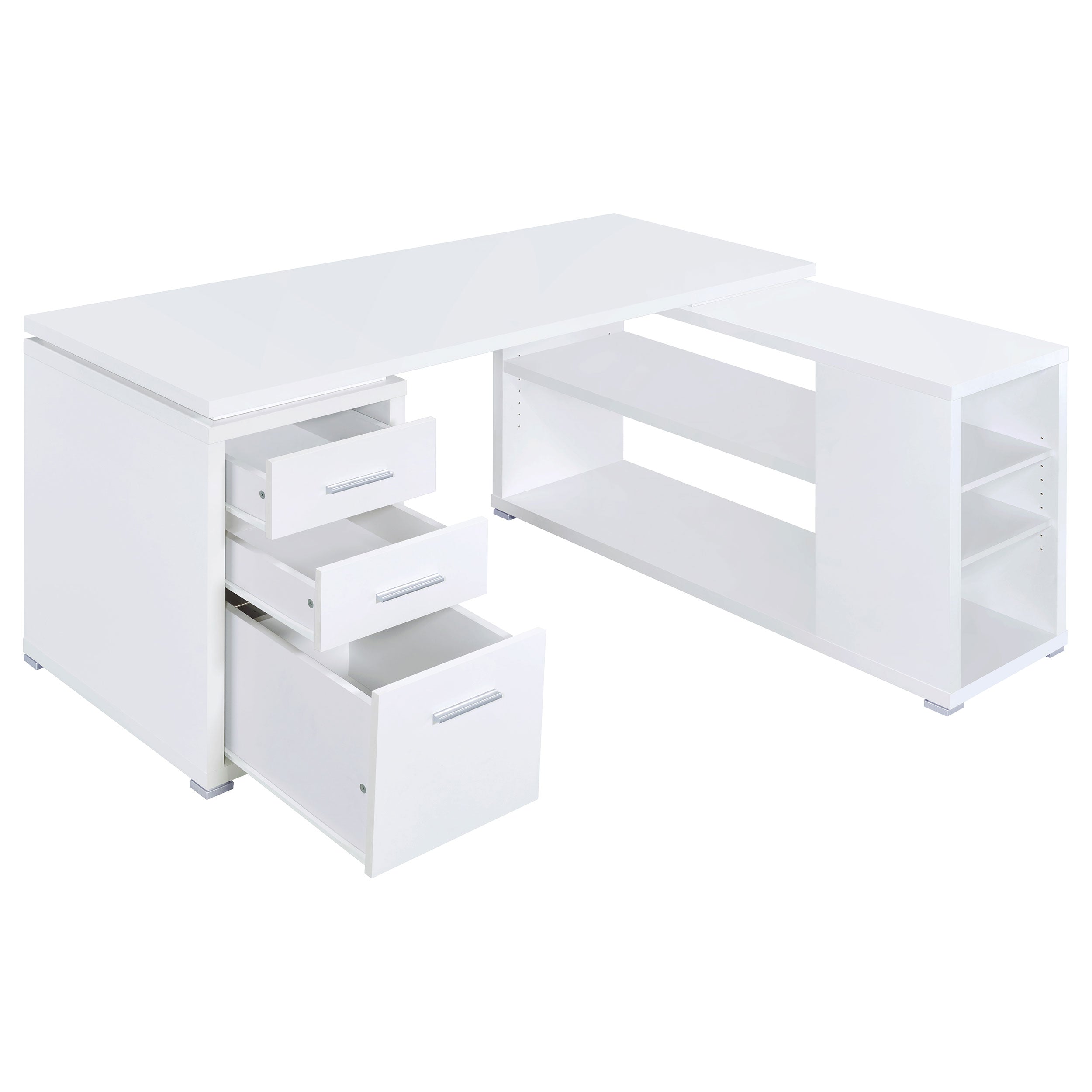 Alezia L-shape Office Desk White L-Shape Desk White