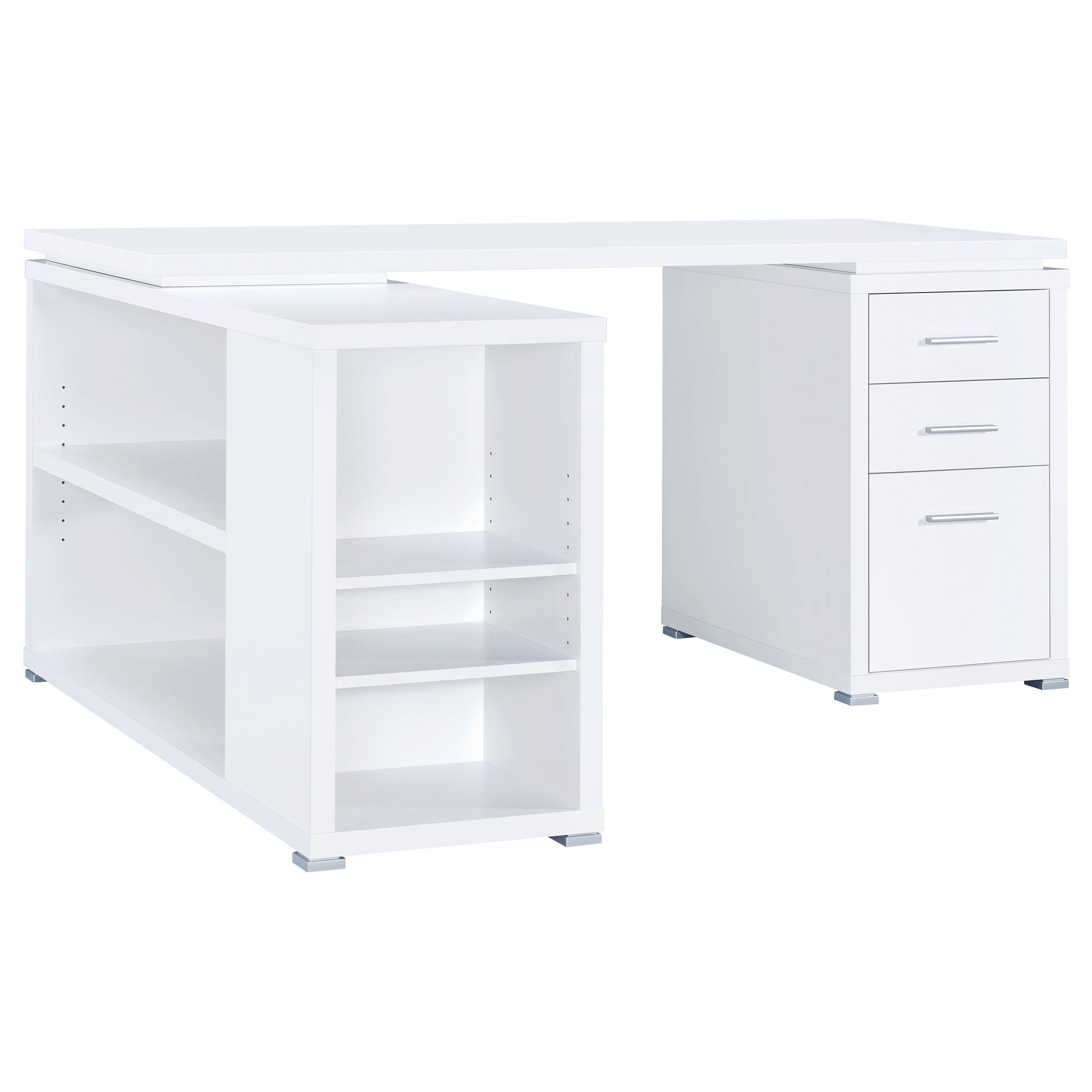 Alezia L-shape Office Desk White L-Shape Desk White