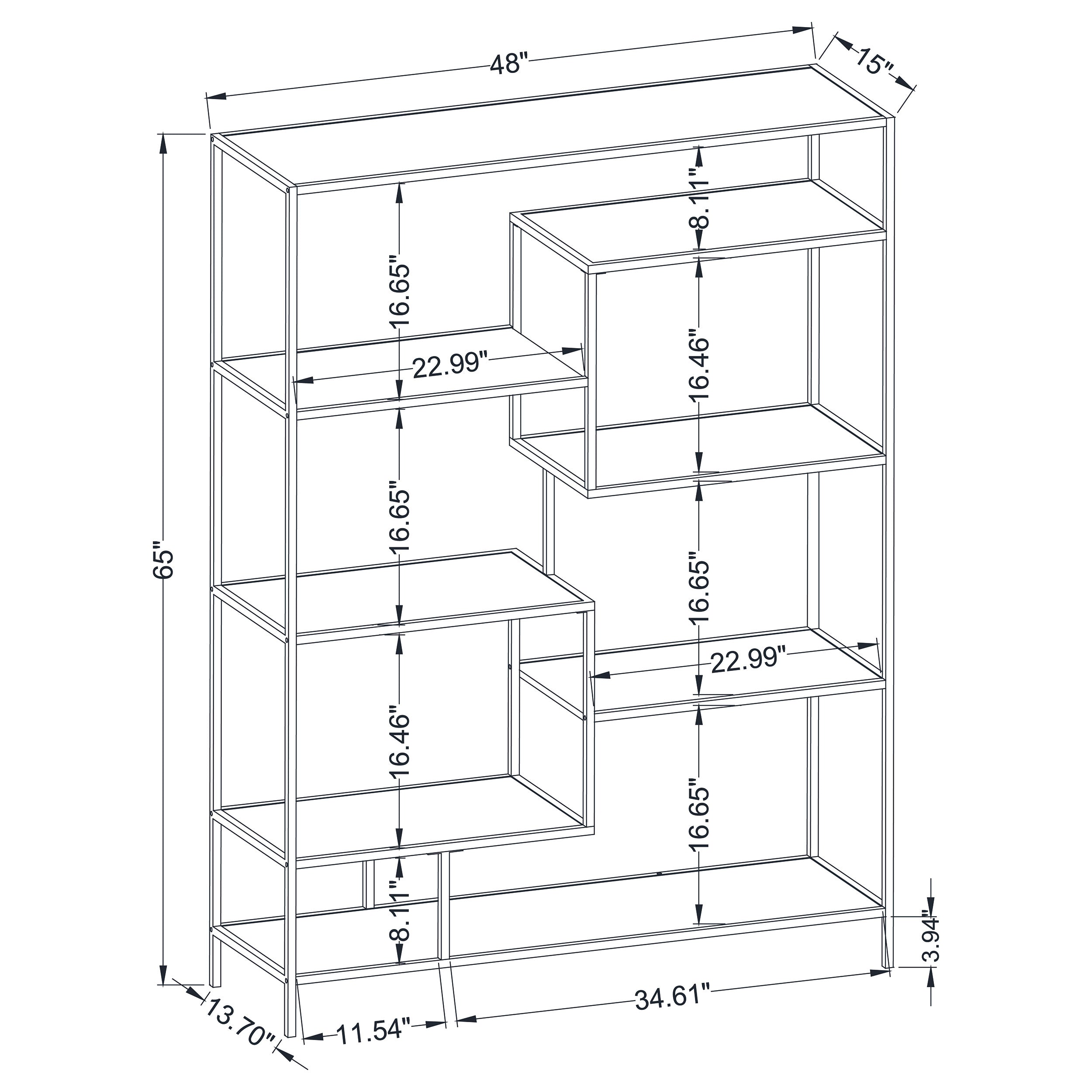 Asher 7-shelf Geometric Bookcase Walnut