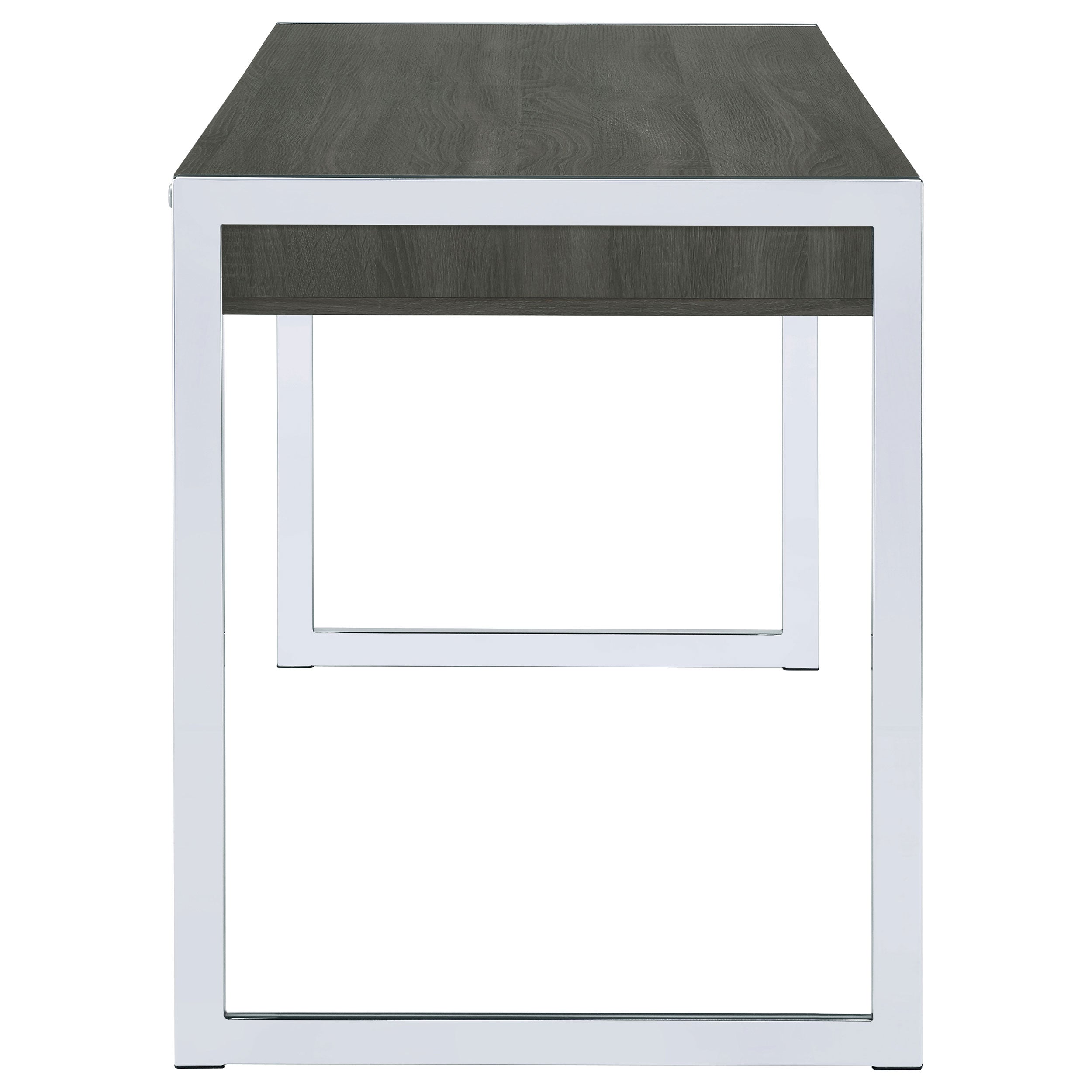 Antojuan 2-drawer Writing Desk Weathered Grey and Chrome Writing Desk Grey