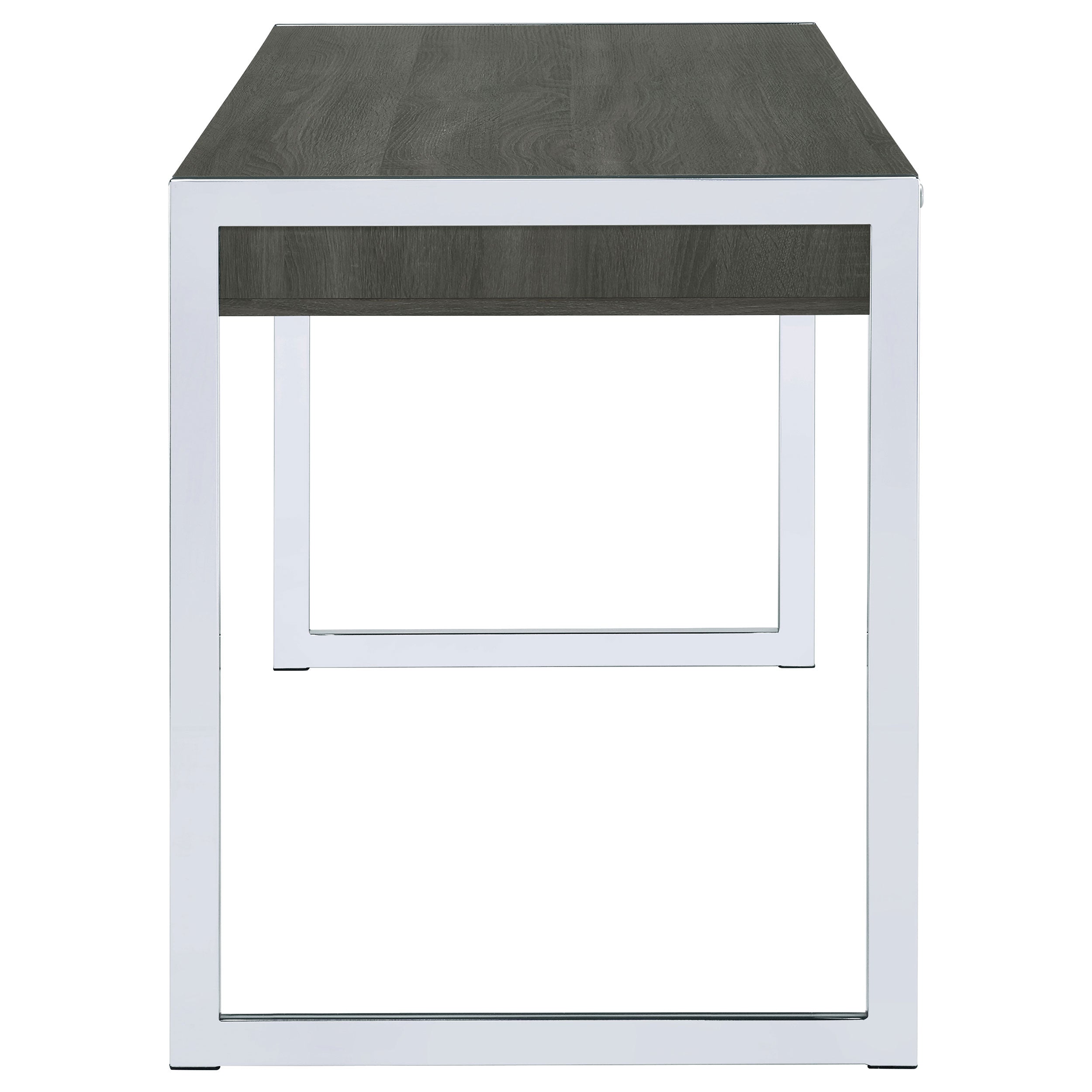 Antojuan 2-drawer Writing Desk Weathered Grey and Chrome Writing Desk Grey