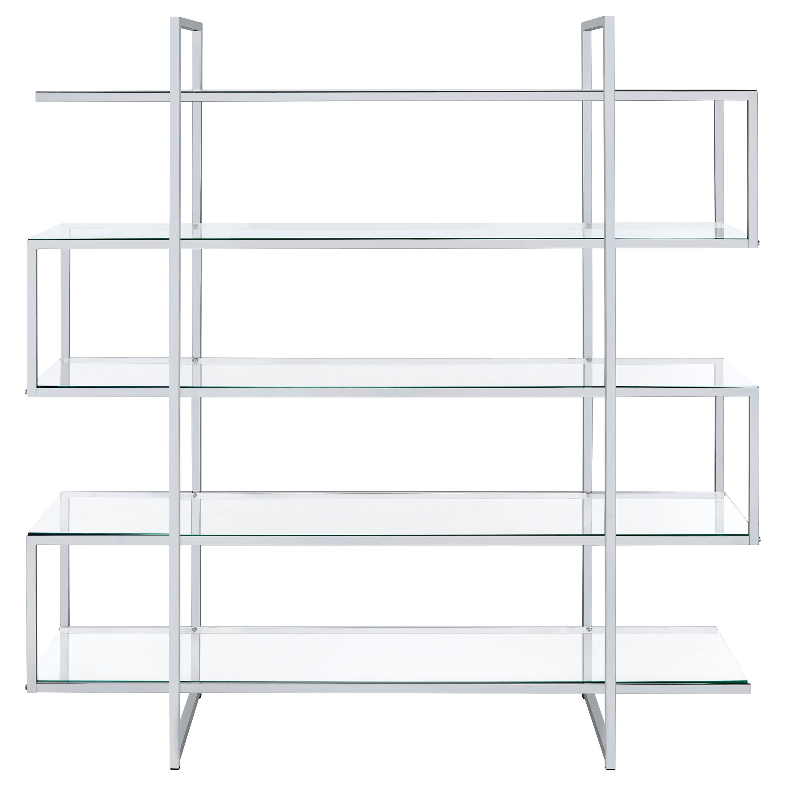 Elmer 5-shelf Bookcase Chrome and Clear