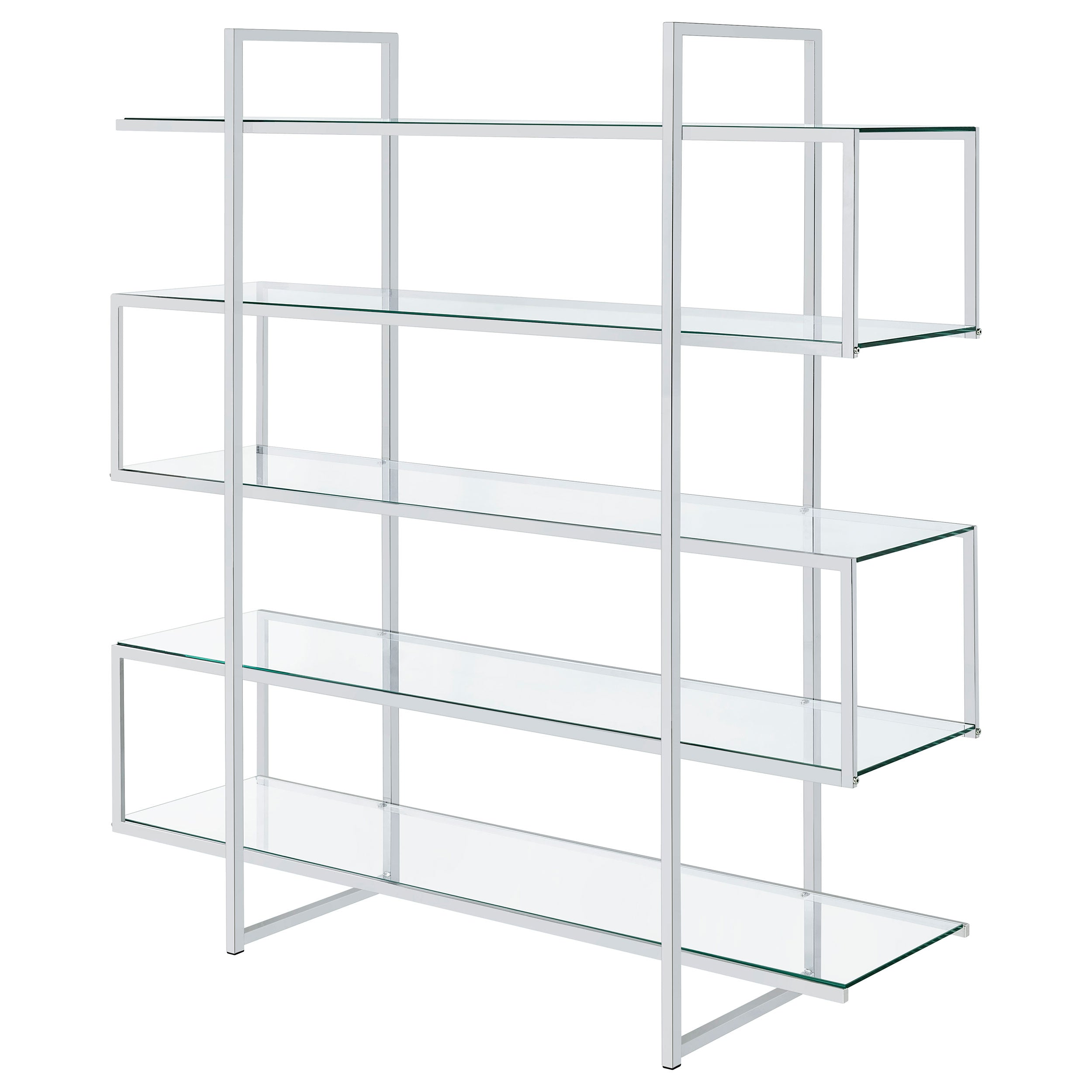 Elmer 5-shelf Bookcase Chrome and Clear