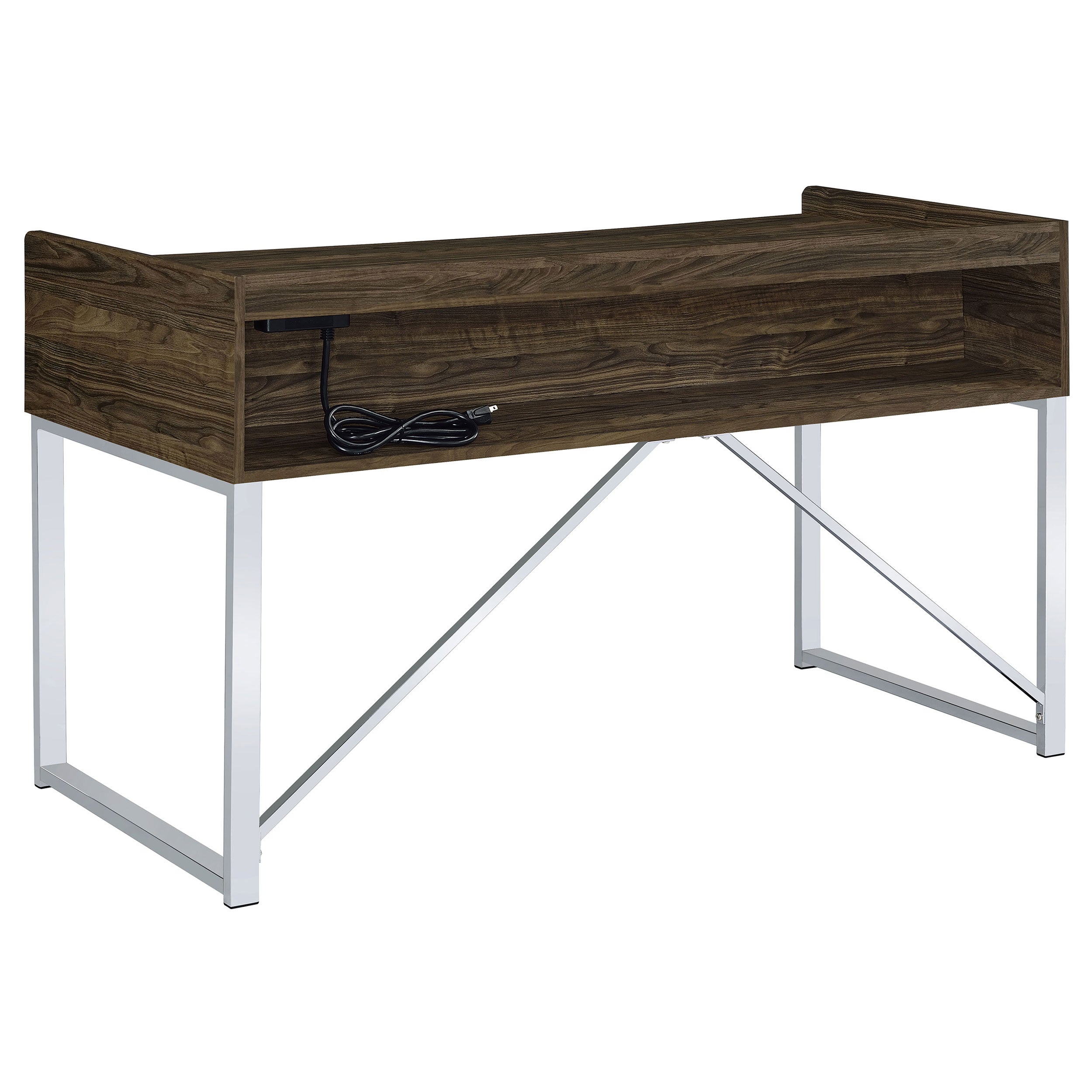 Angelica 3-drawer Writing Desk Walnut and Chrome