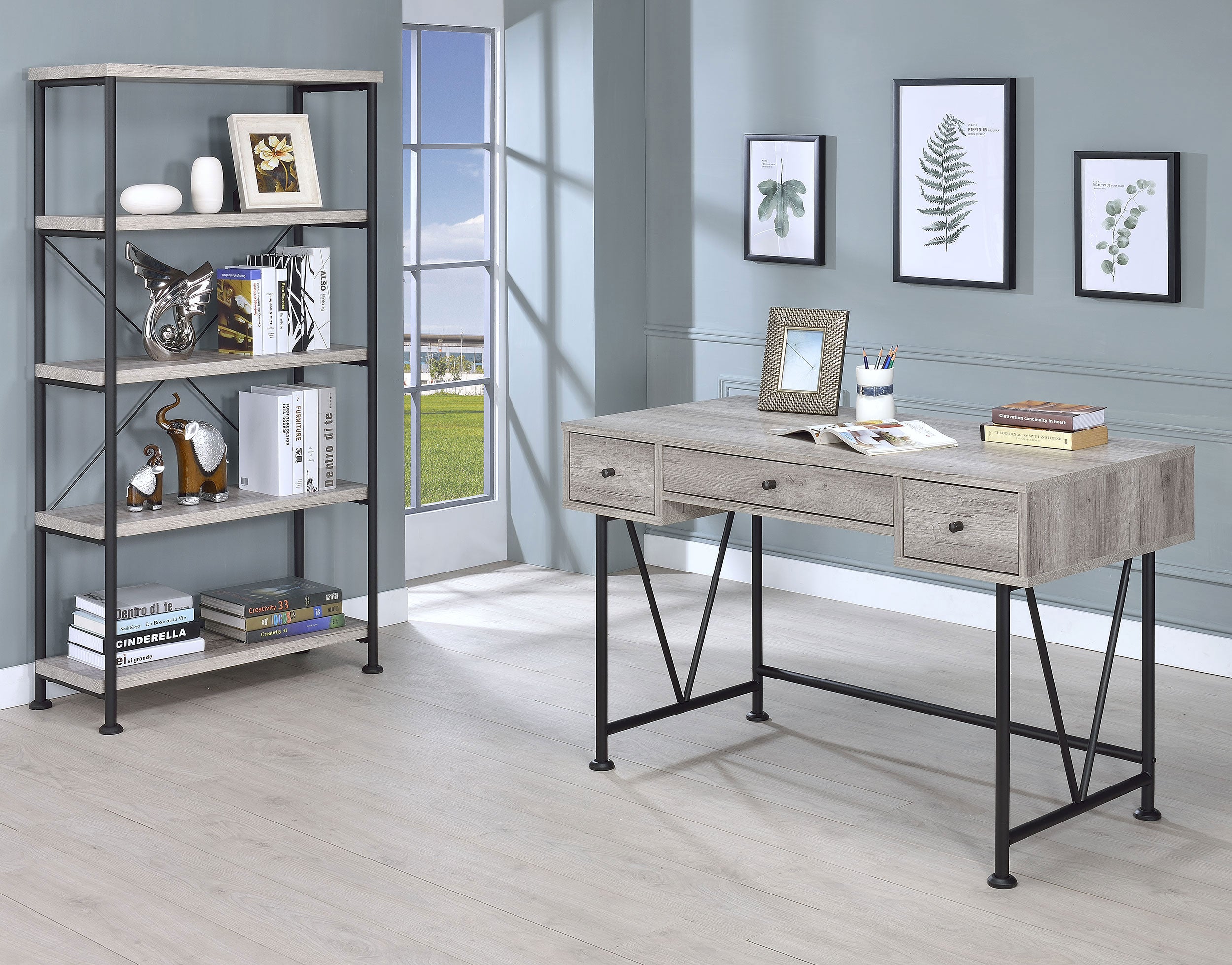 Analiese 4-shelf Bookcase Grey Driftwood