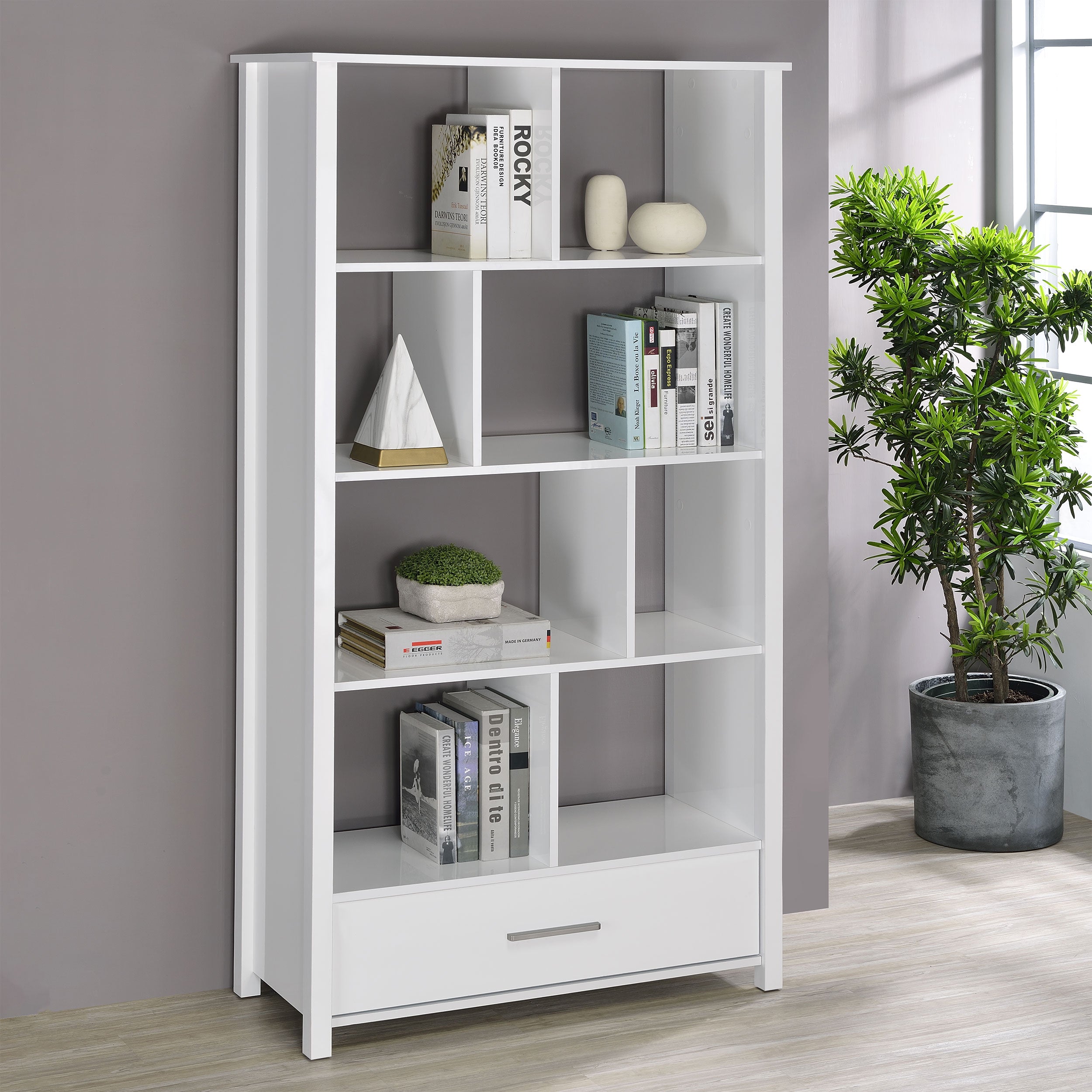 Dylan Rectangular 8-shelf Bookcase Bookcase White