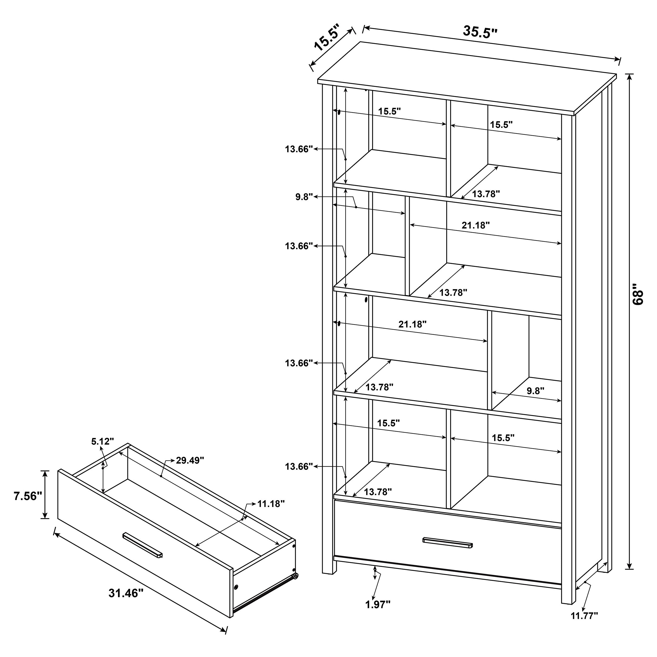 Dylan Rectangular 8-shelf Bookcase Bookcase White