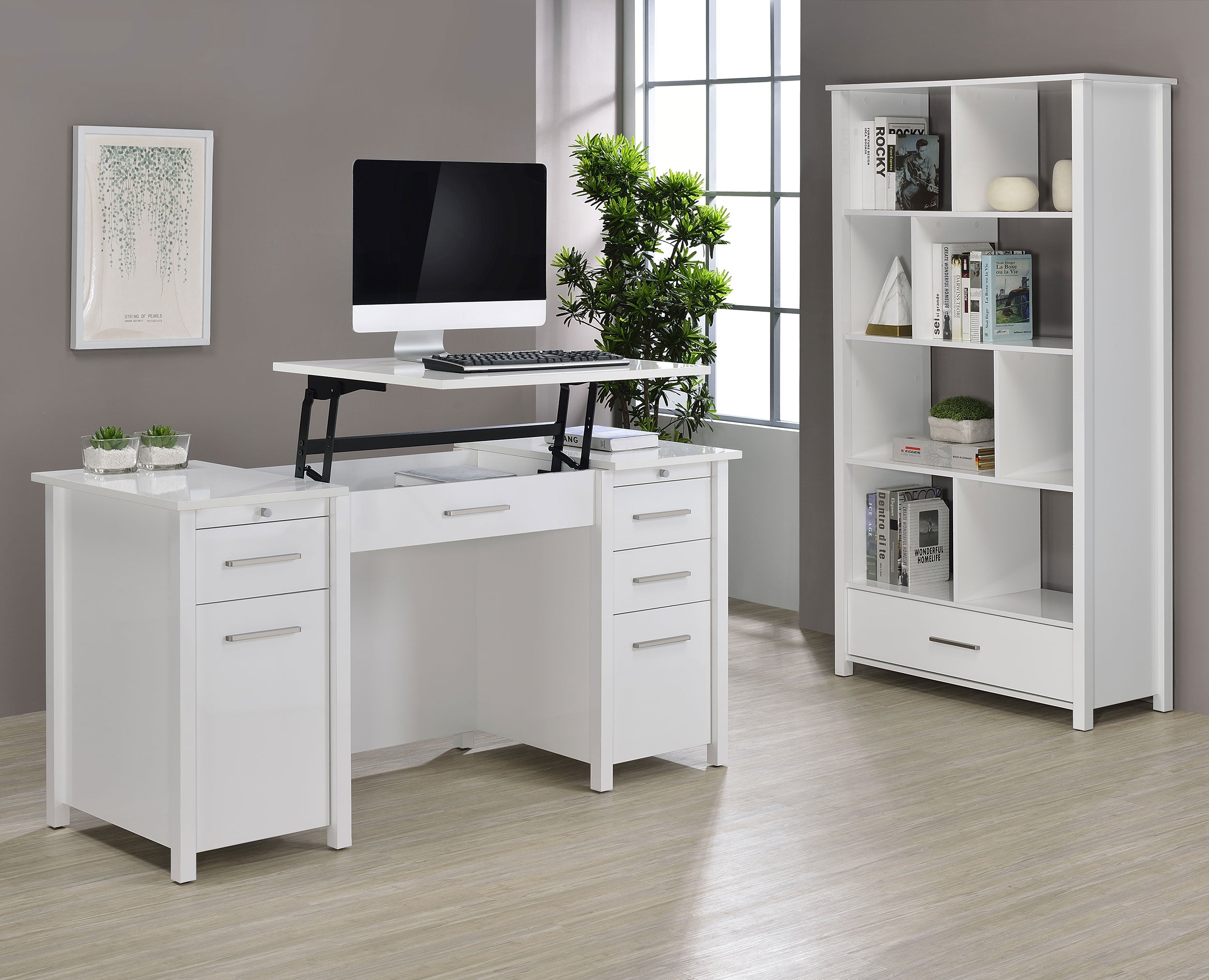 Dylan Rectangular 8-shelf Bookcase Bookcase White