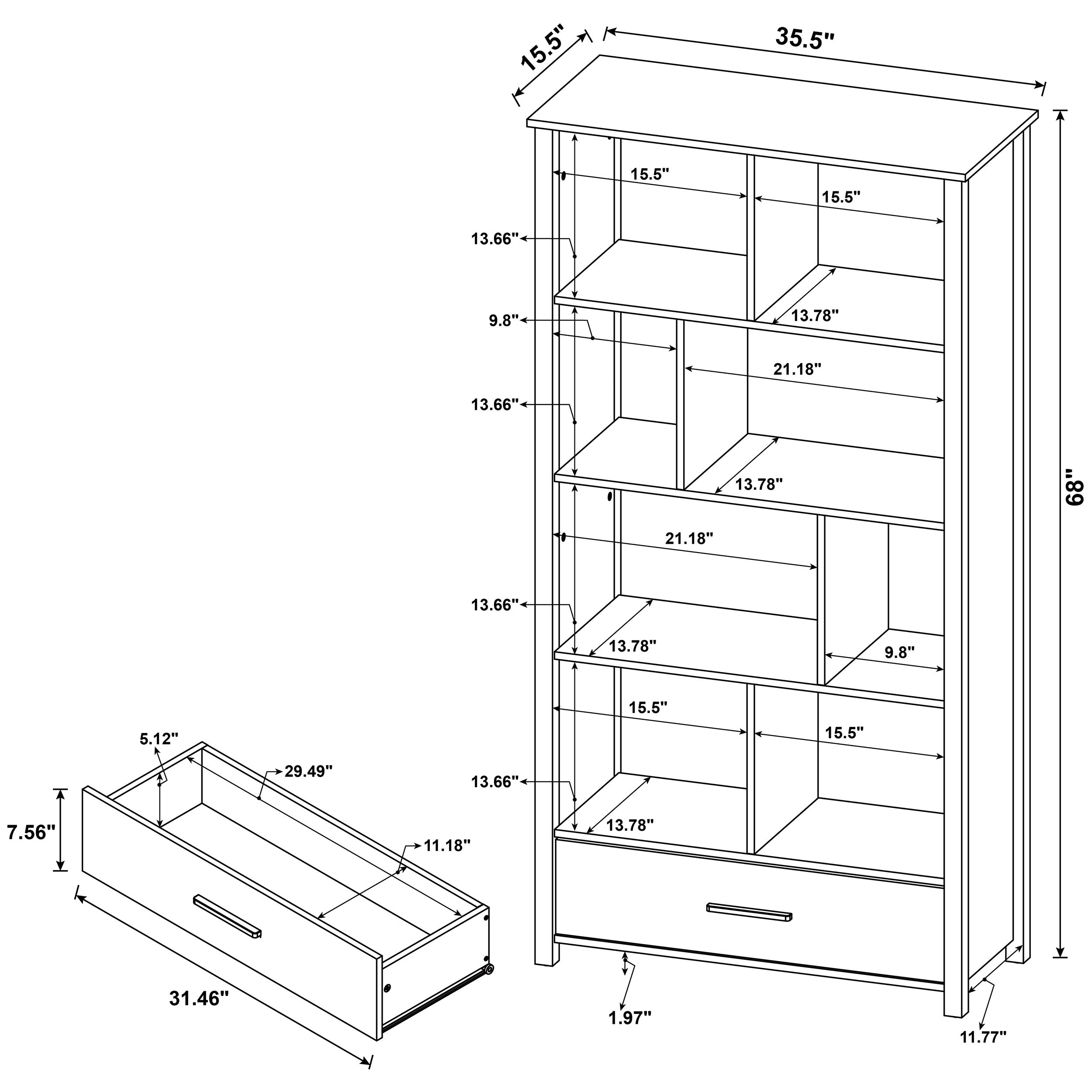 Dylan Rectangular 8-shelf Bookcase Bookcase Grey