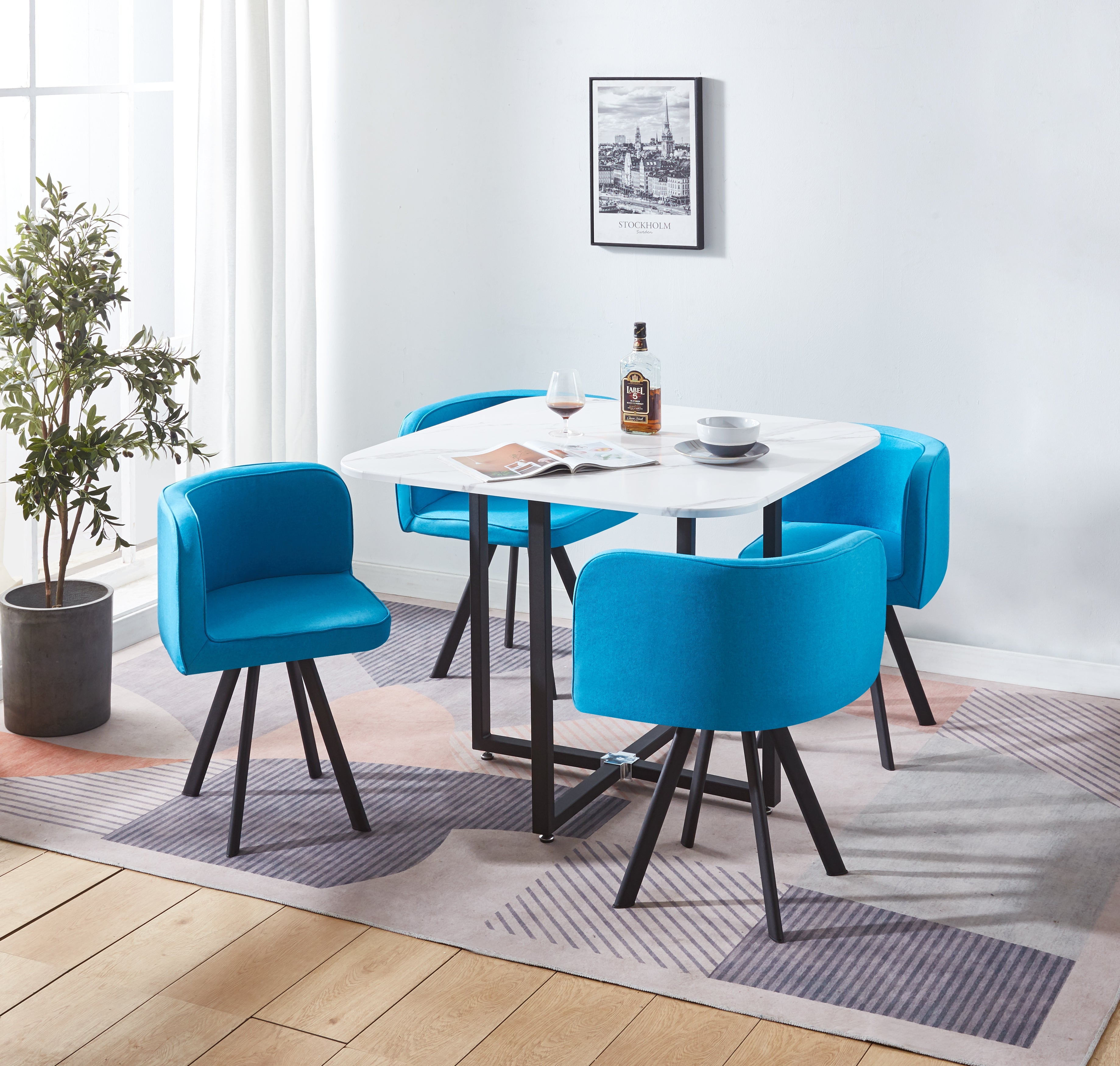 Bay Isle Dining Table and 4 Chair Blue