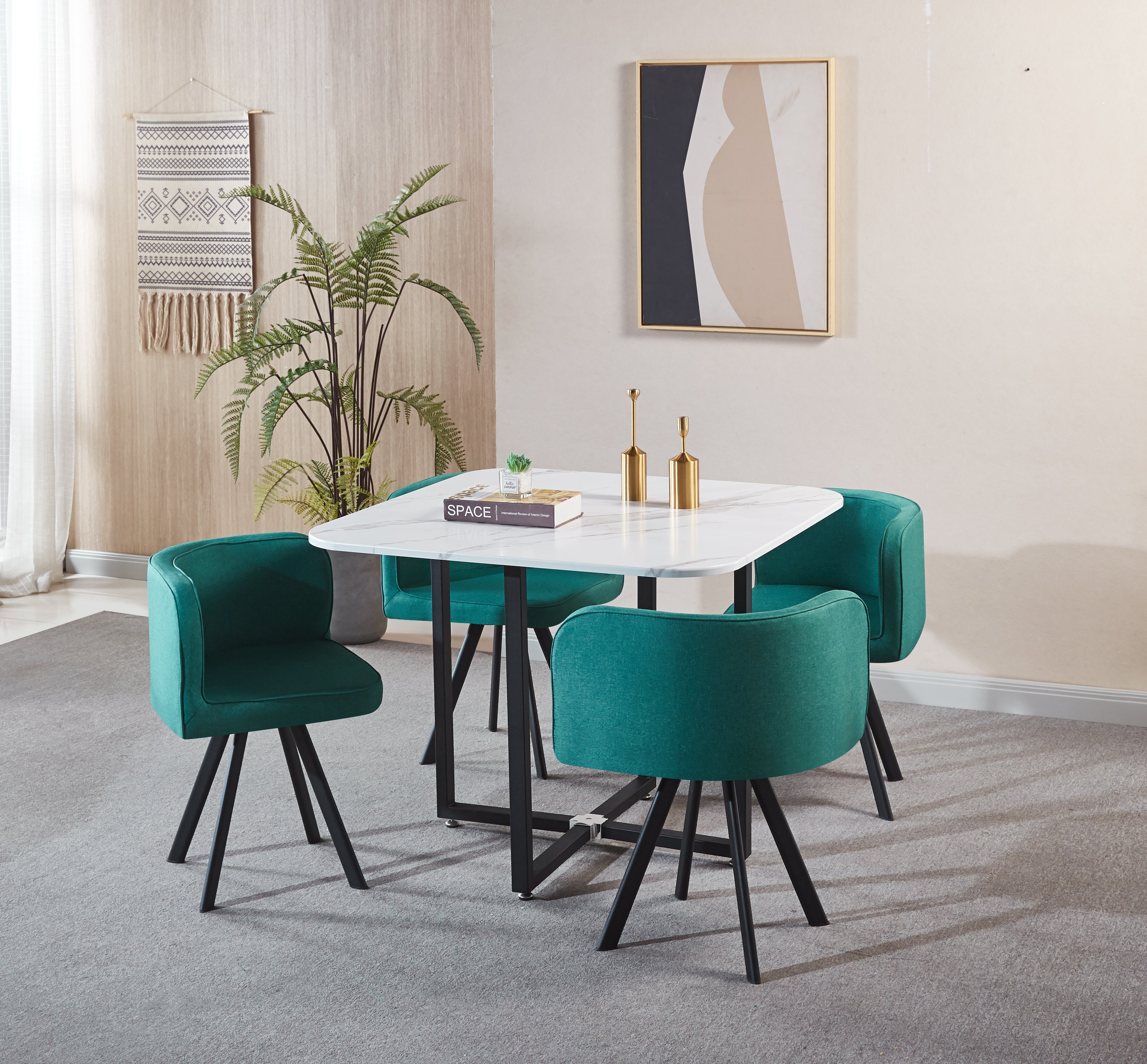 Bay Isle Dining Table and 4 Chair Green