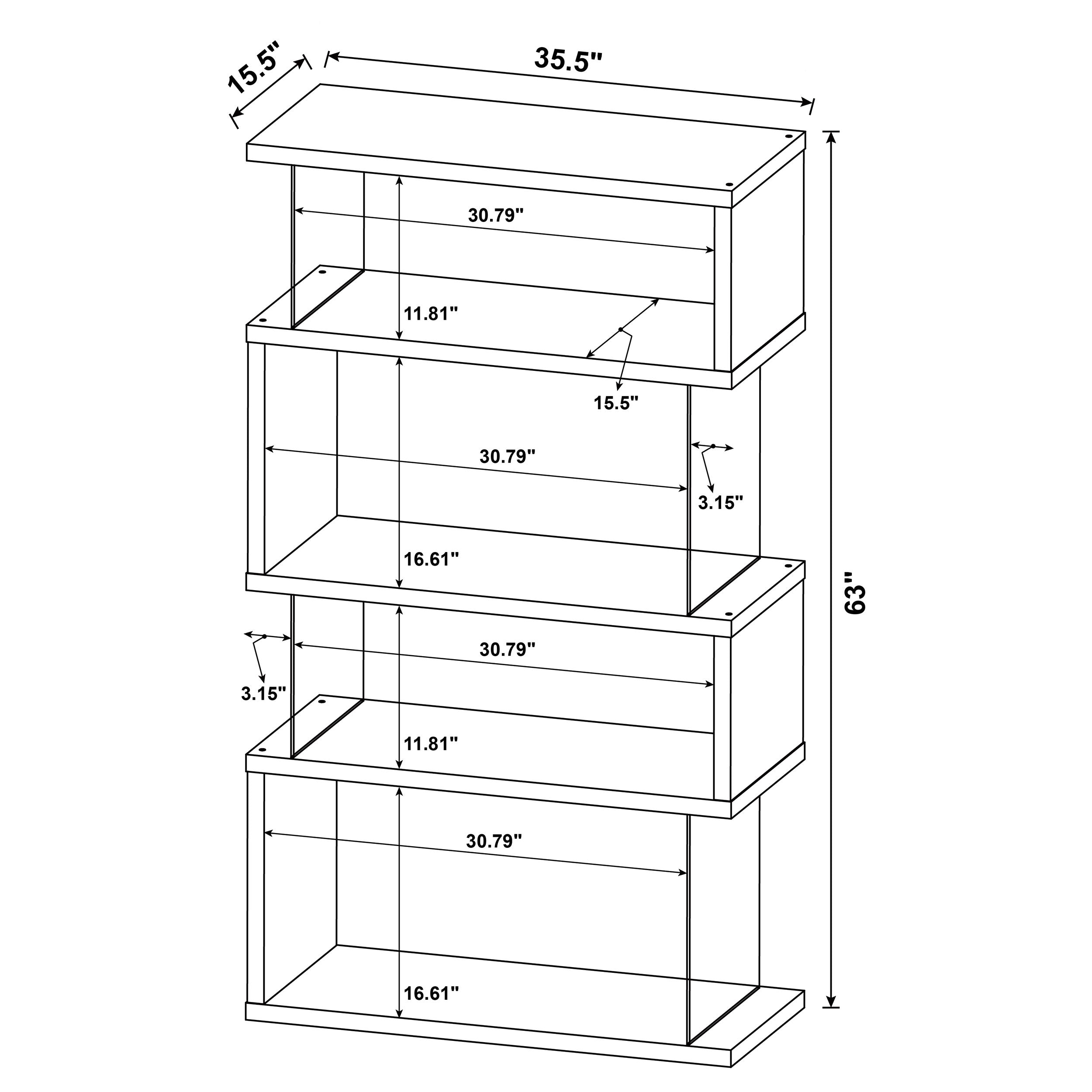 Emelle 4-shelf Bookcase with Glass Panels Bookcase Brown