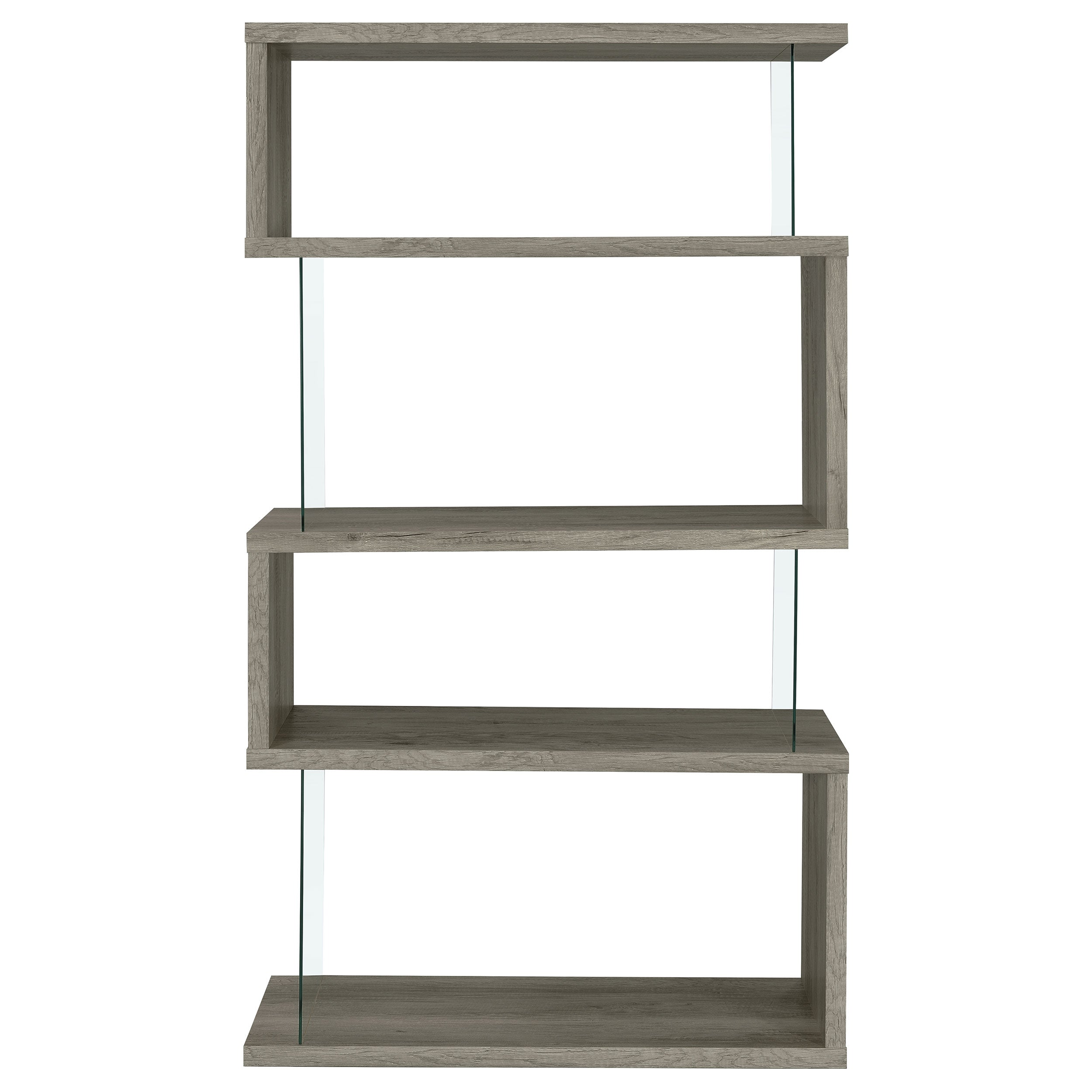 Emelle 4-shelf Bookcase with Glass Panels Bookcase Grey