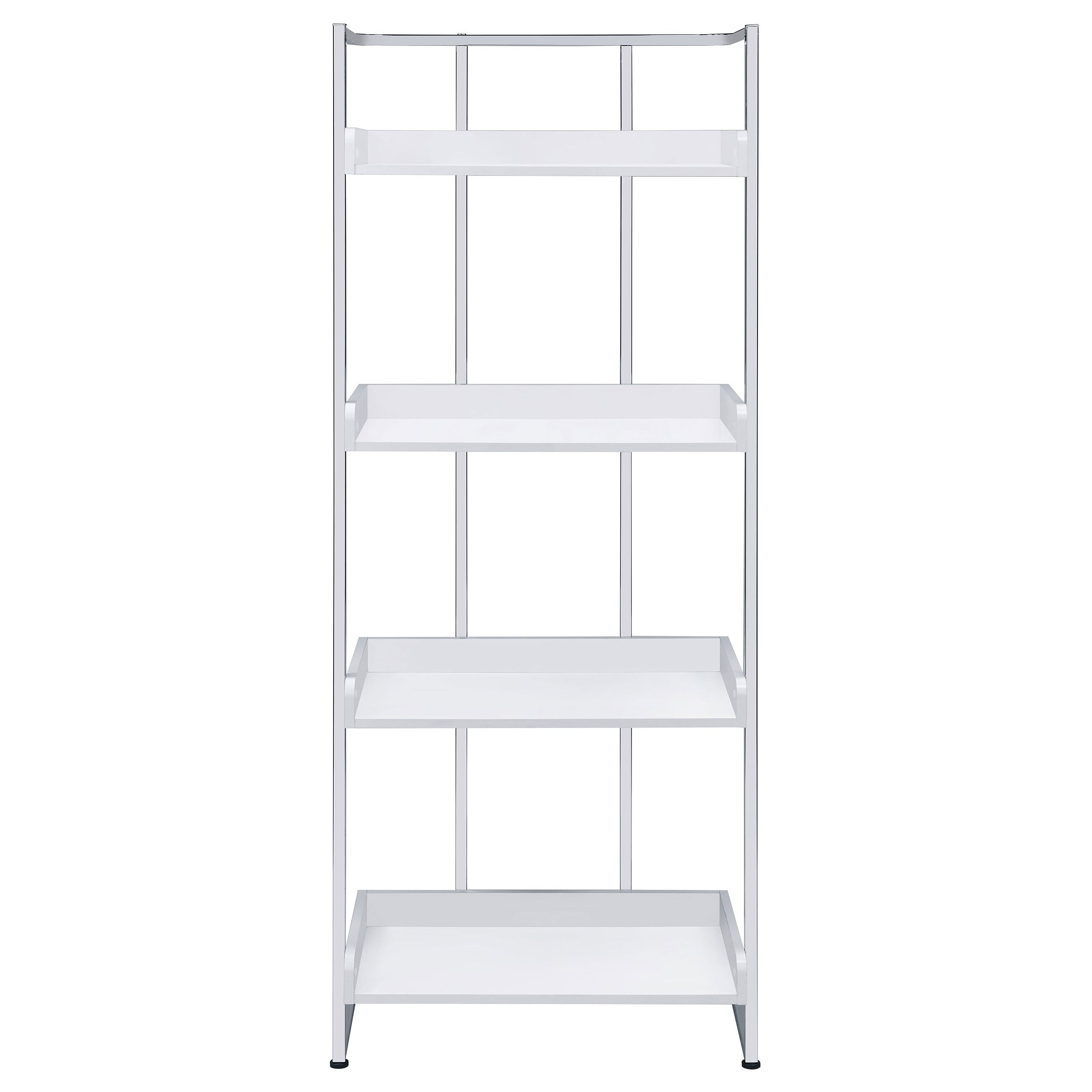 Ember 4-shelf Bookcase White High Gloss and Chrome