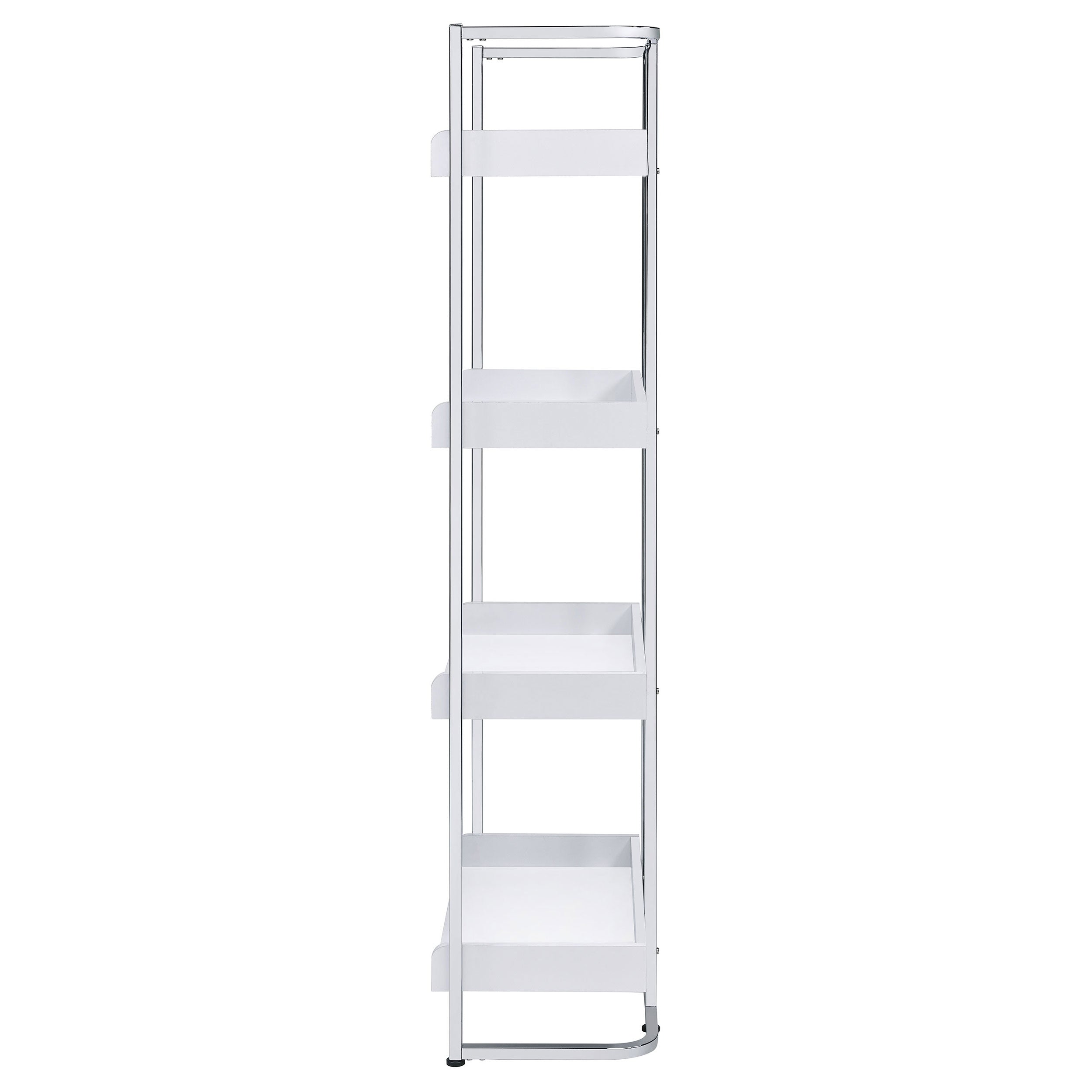 Ember 4-shelf Bookcase White High Gloss and Chrome