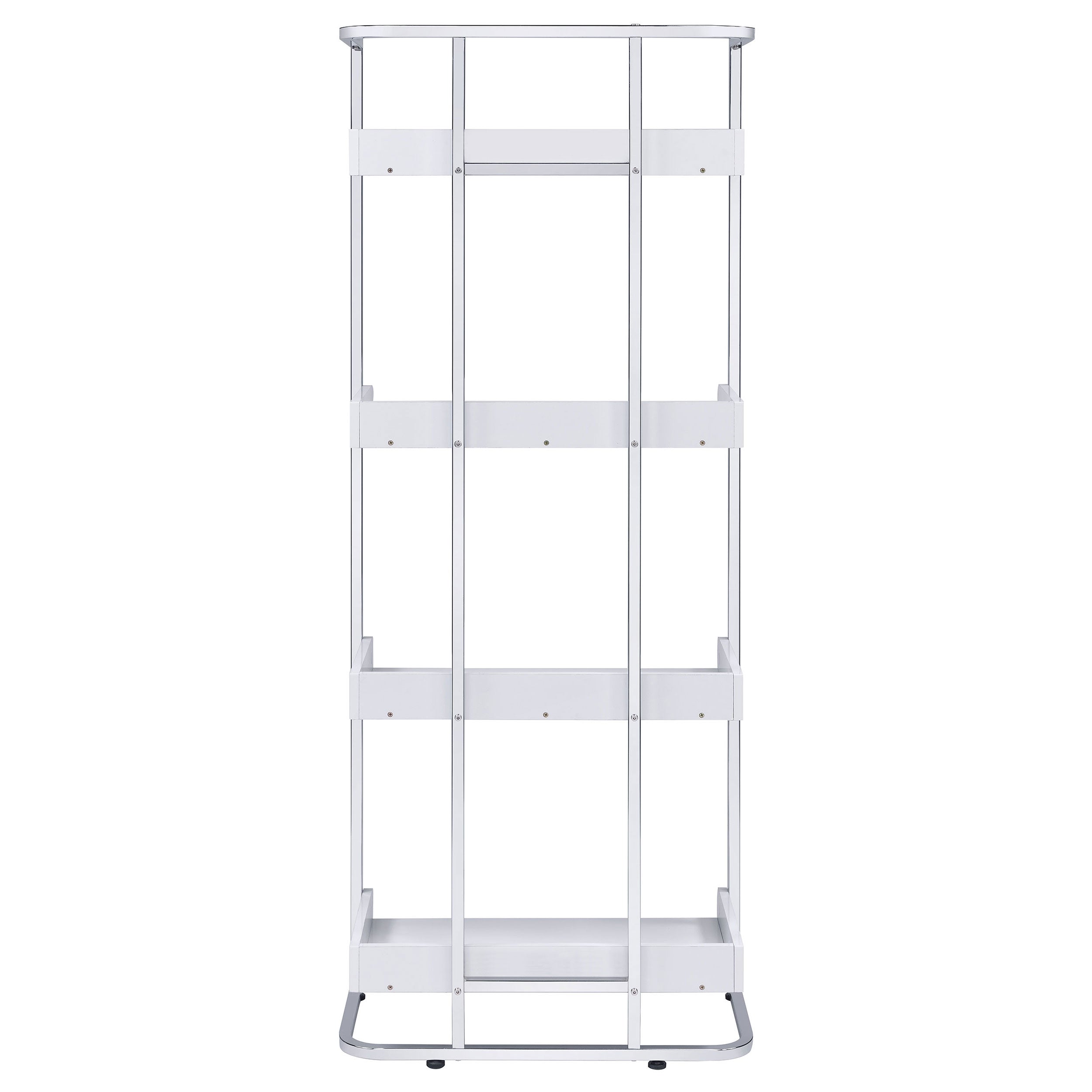 Ember 4-shelf Bookcase White High Gloss and Chrome