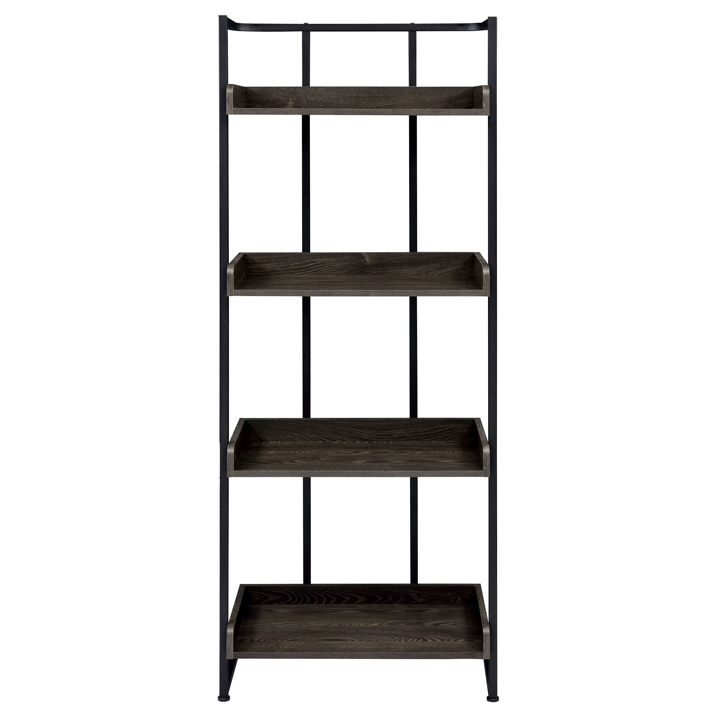 Ember 4-shelf Bookcase Dark Oak and Sandy Black