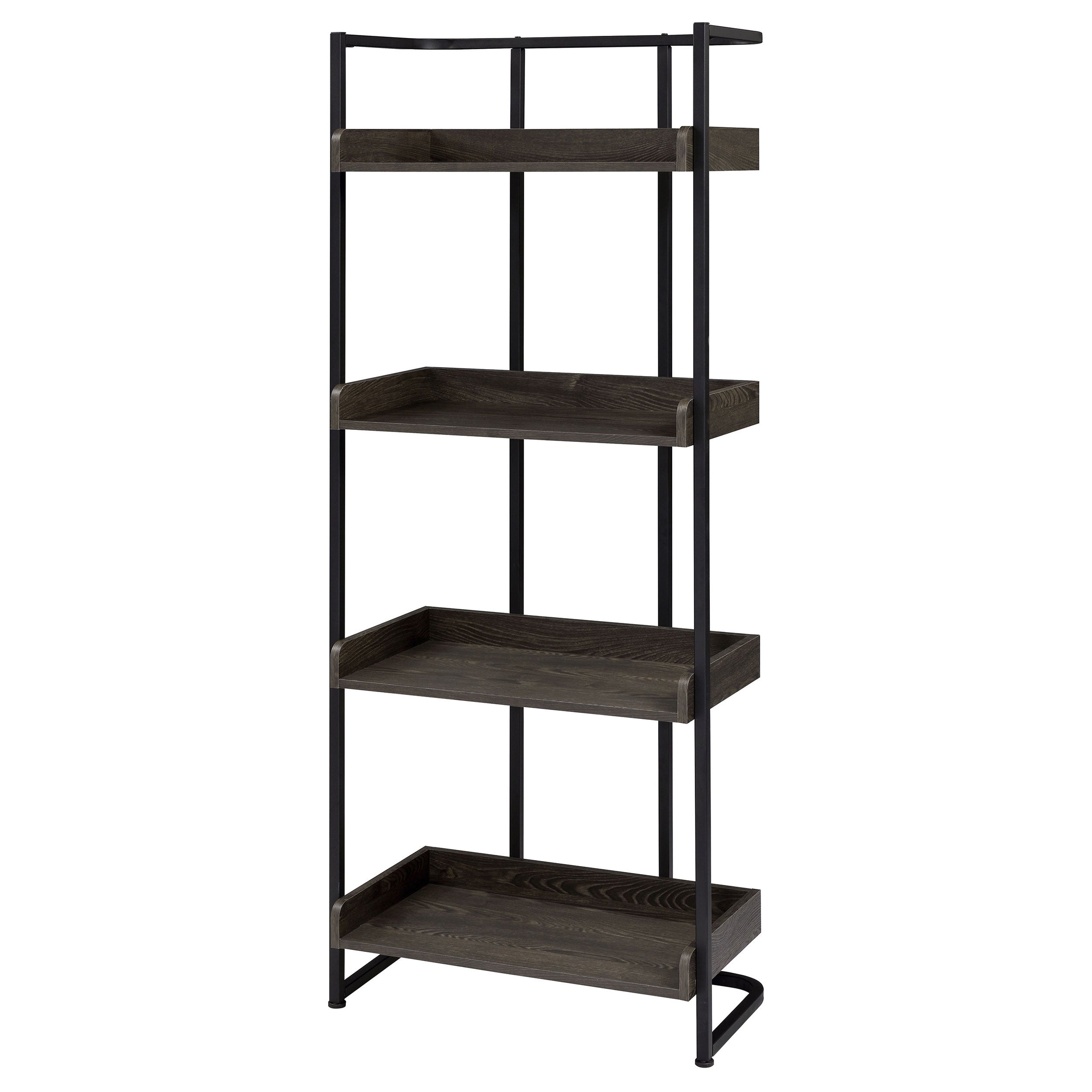 Ember 4-shelf Bookcase Dark Oak and Sandy Black