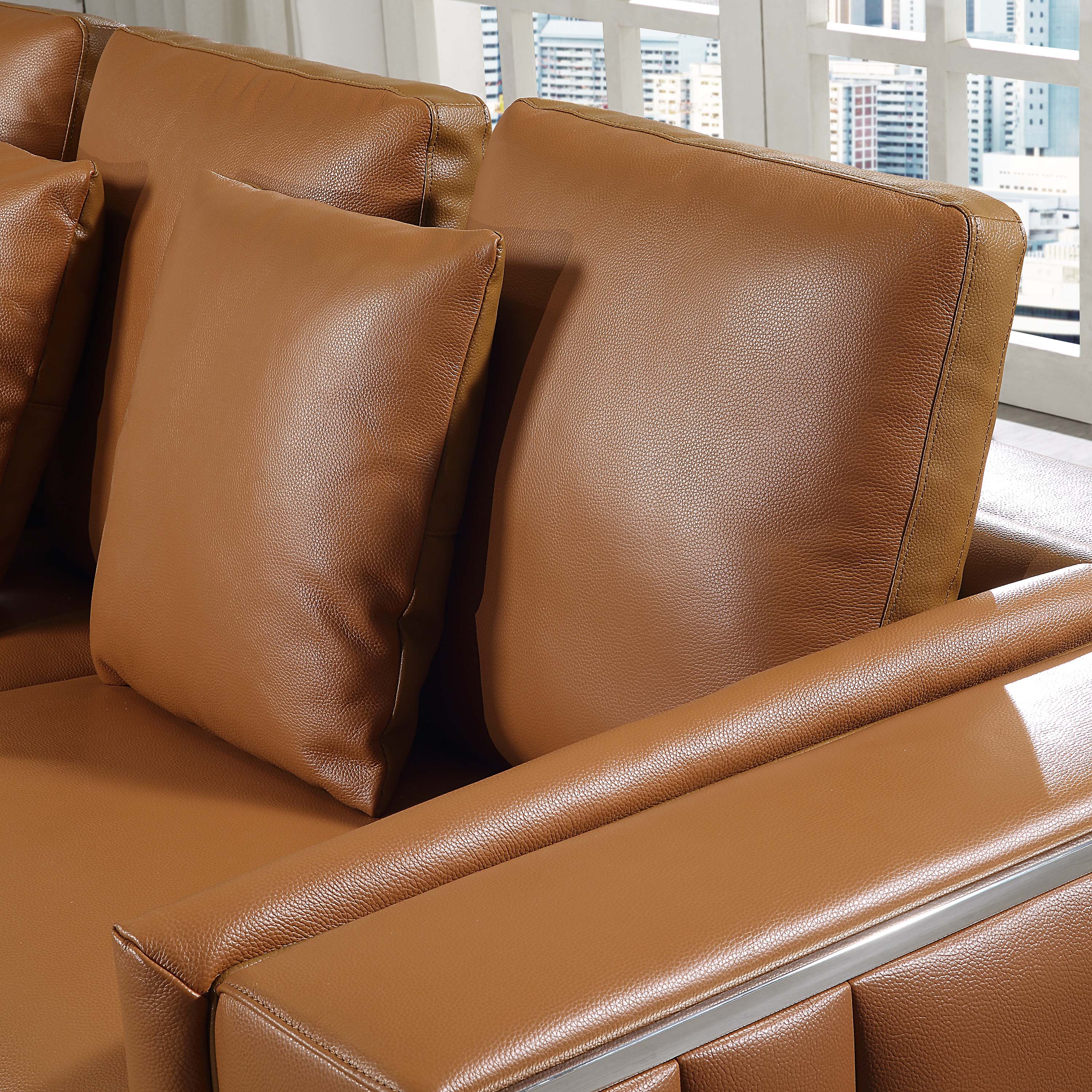 Dovecove Genuine Leather Sofa Brown