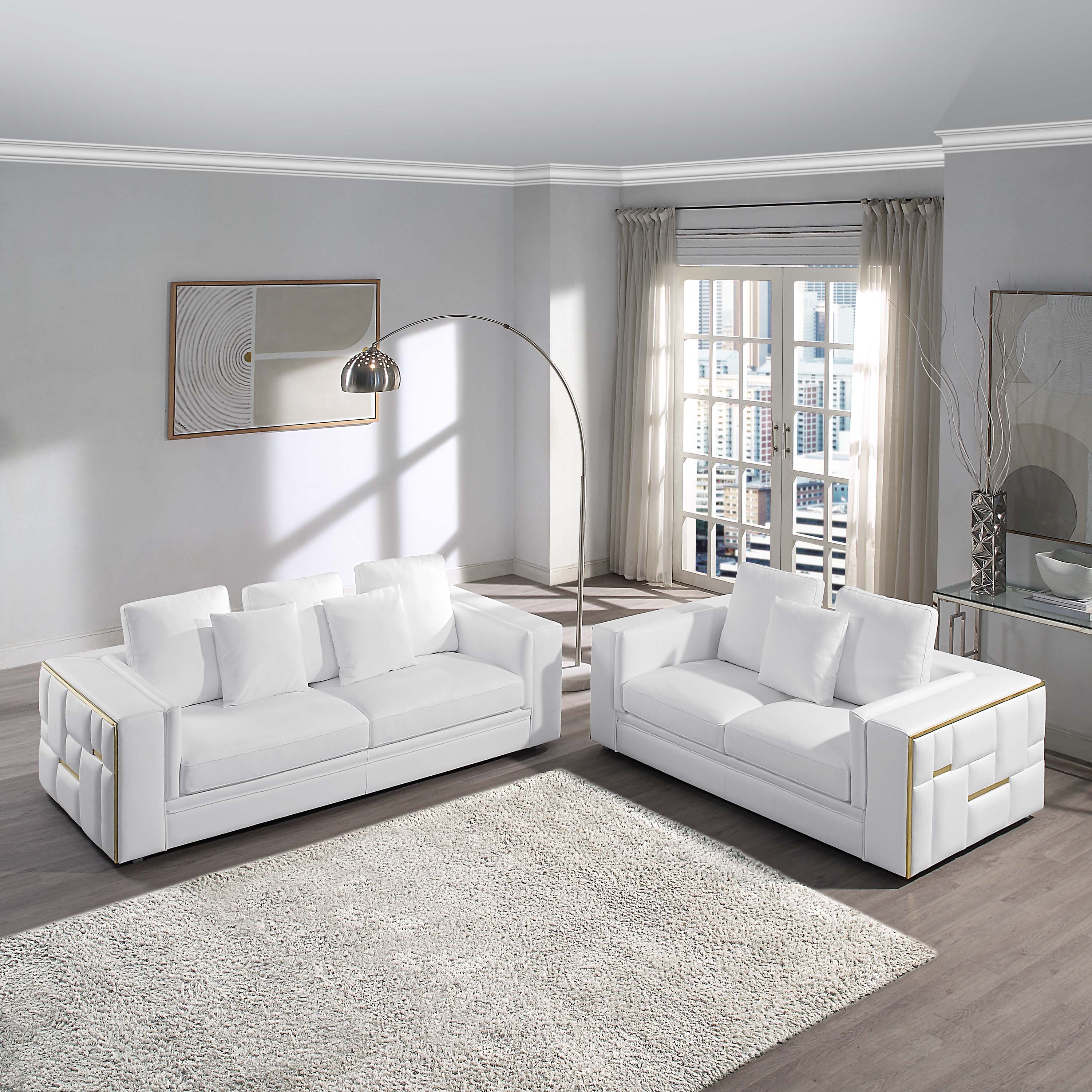 Dovecove Genuine Leather Sofa White