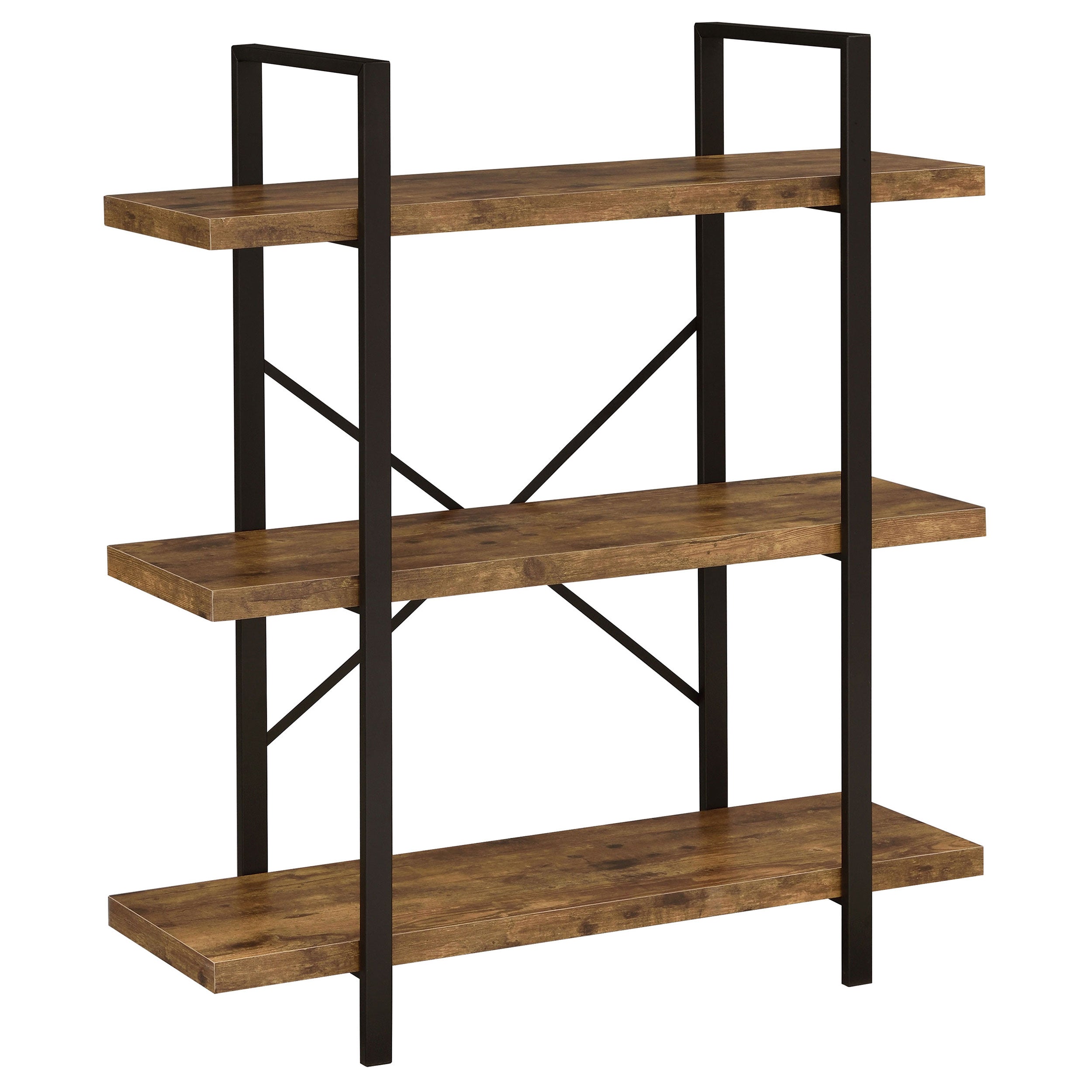 Cole 3-Shelf Bookcase Antique Nutmeg and Black