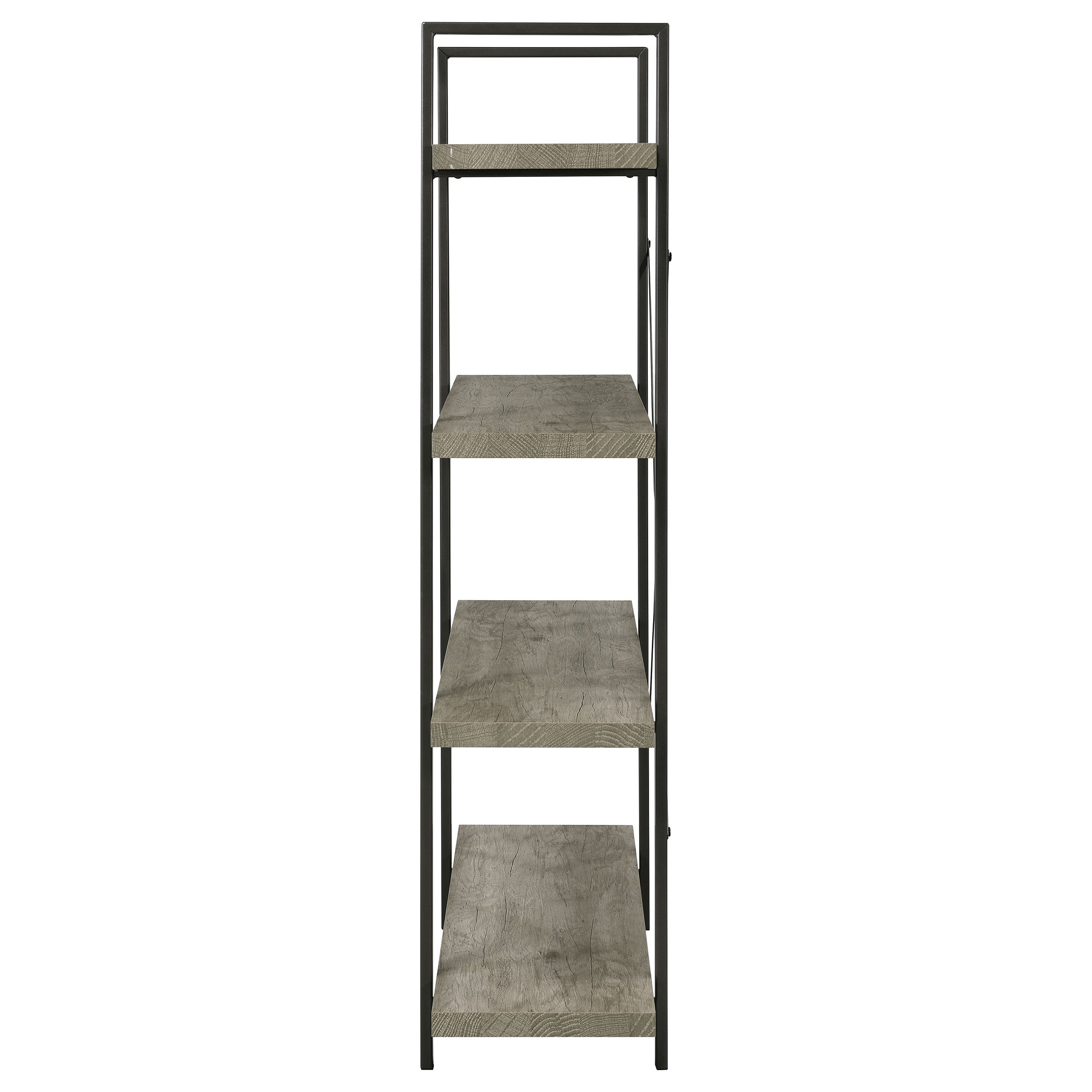 Cole 4-Shelf Bookcase Grey Driftwood and Gunmetal