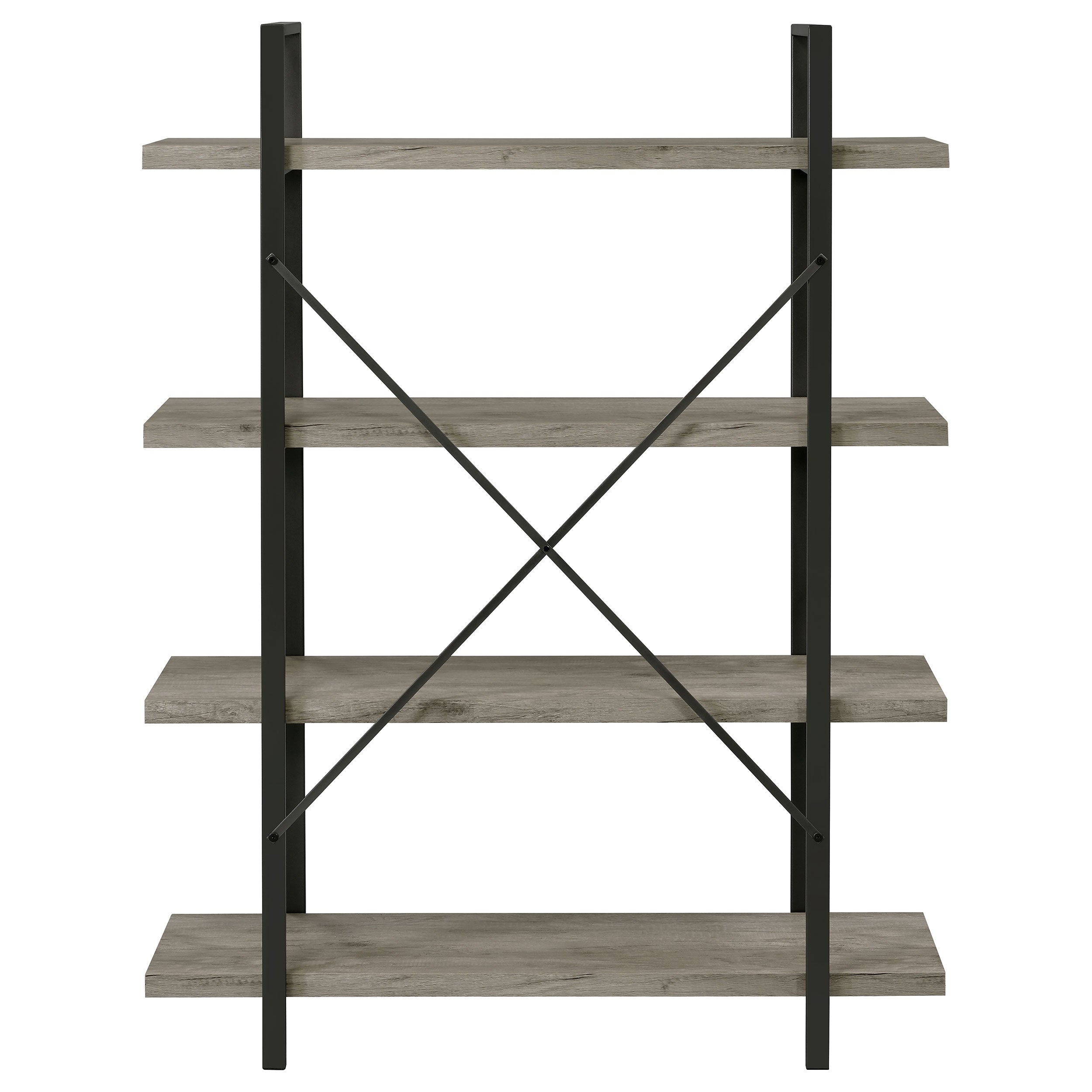 Cole 4-Shelf Bookcase Grey Driftwood and Gunmetal