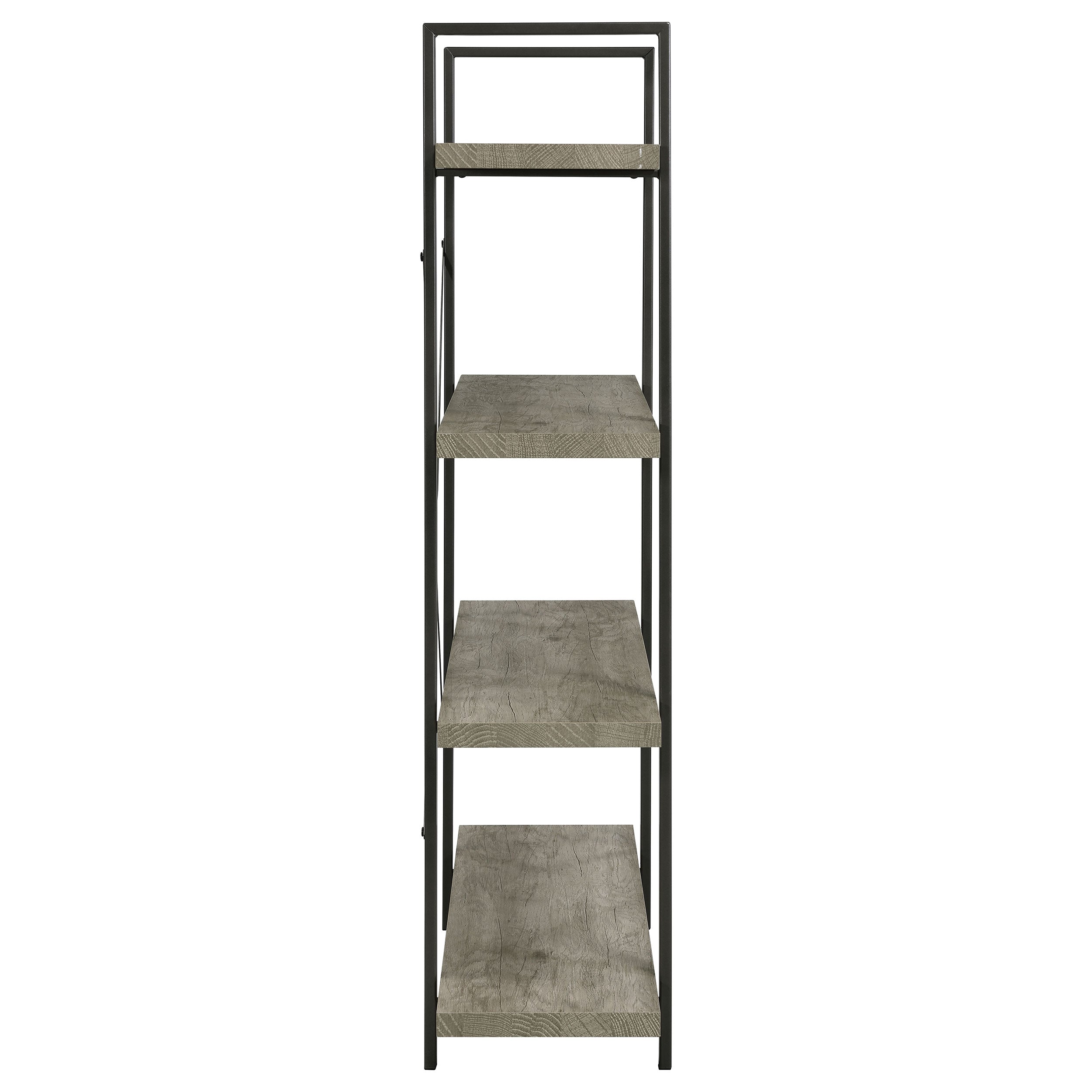 Cole 4-Shelf Bookcase Grey Driftwood and Gunmetal