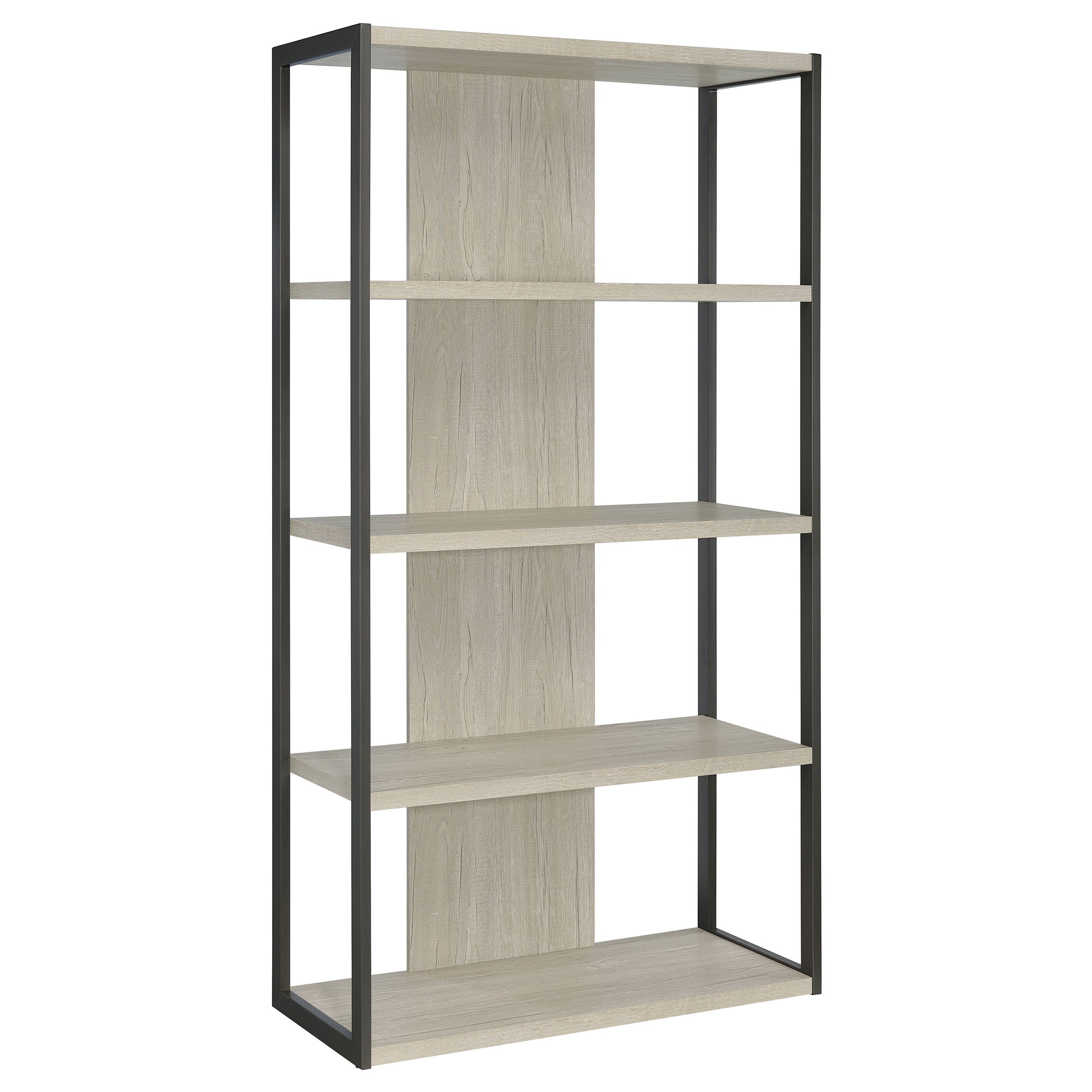 Riesha 4-shelf Bookcase Whitewashed Grey Bookcase Grey