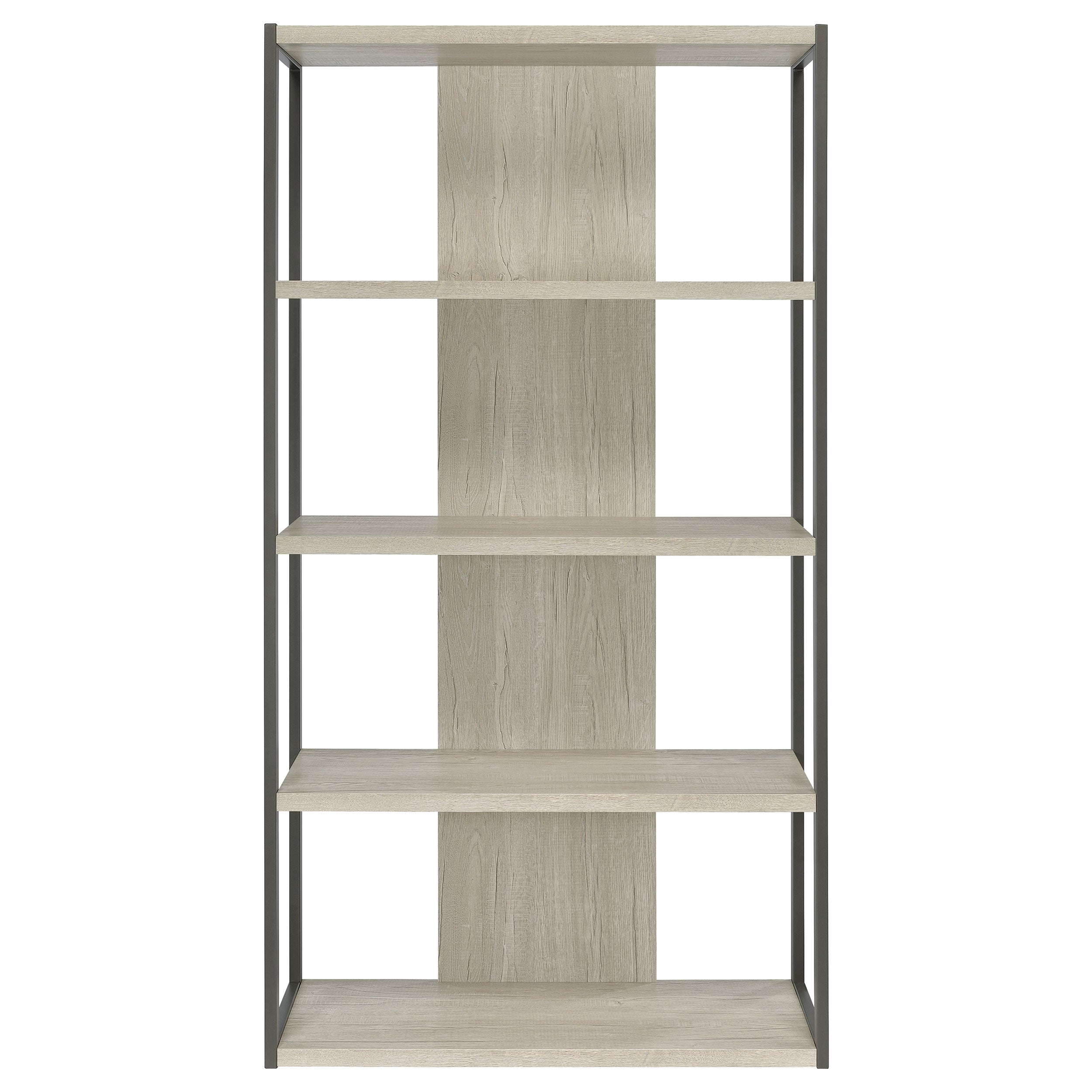 Riesha 4-shelf Bookcase Whitewashed Grey Bookcase Grey