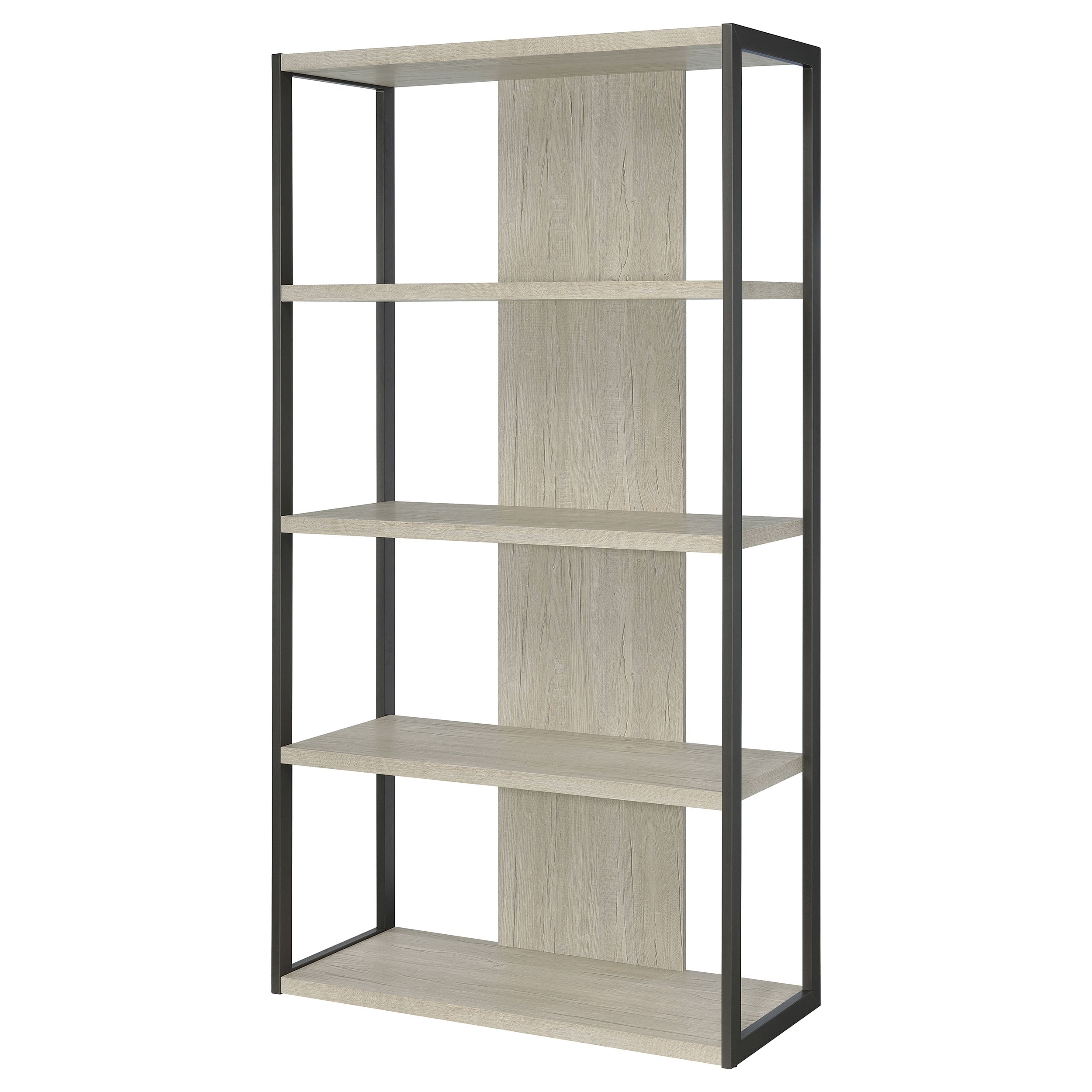 Riesha 4-shelf Bookcase Whitewashed Grey Bookcase Grey