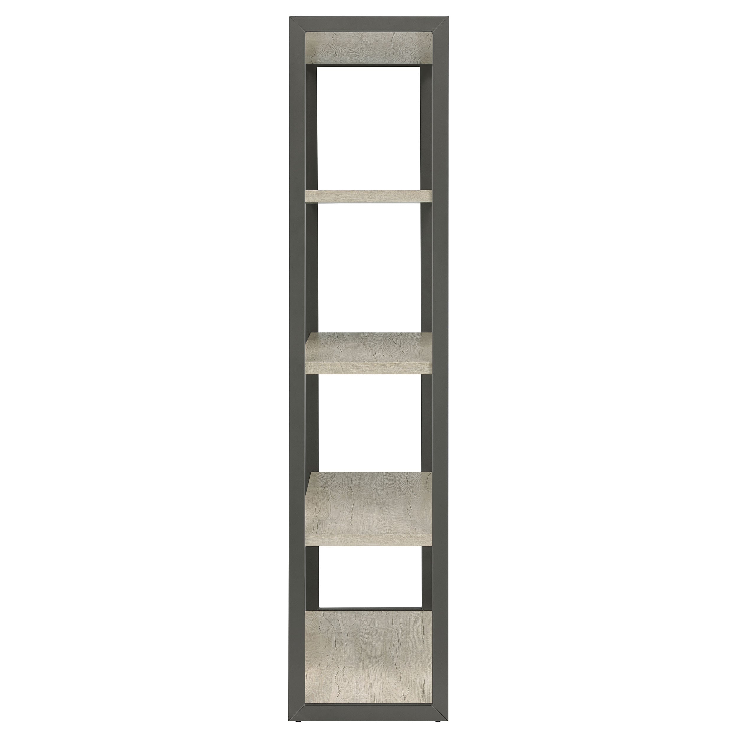 Riesha 4-shelf Bookcase Whitewashed Grey Bookcase Grey