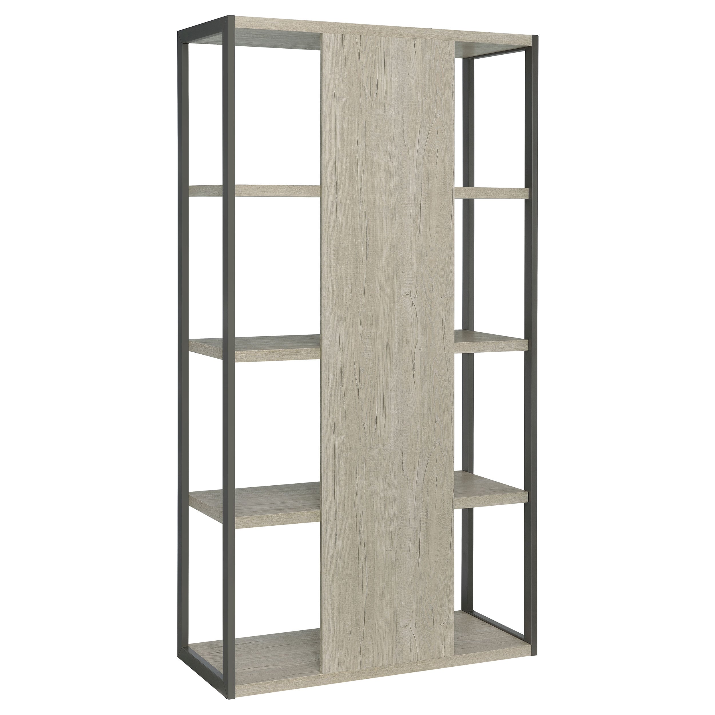 Riesha 4-shelf Bookcase Whitewashed Grey Bookcase Grey