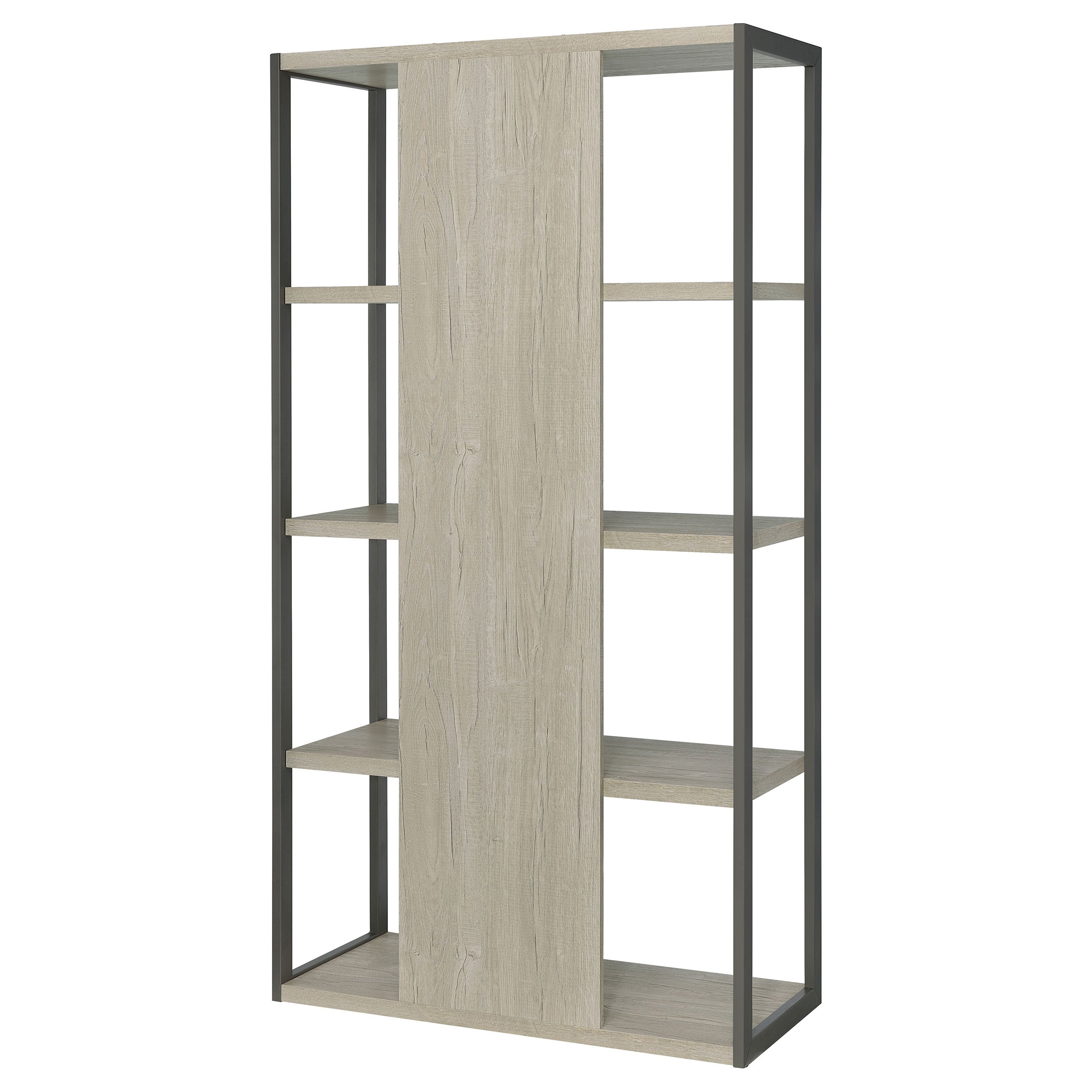 Riesha 4-shelf Bookcase Whitewashed Grey Bookcase Grey