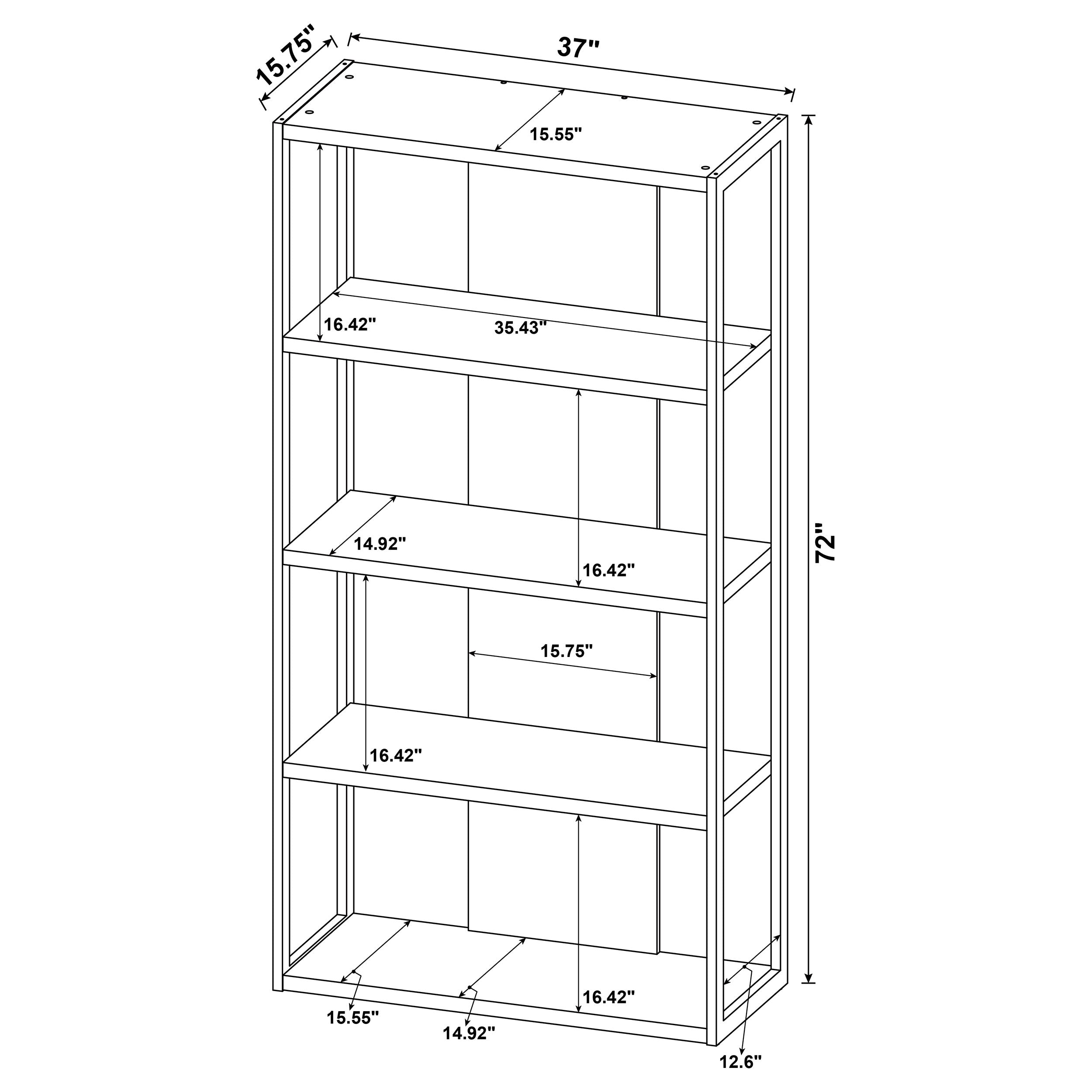 Riesha 4-shelf Bookcase Whitewashed Grey Bookcase Grey