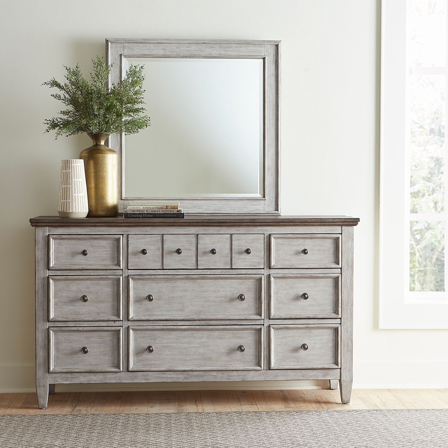 Bollan King California Panel Bed, Dresser & Mirror, Chest