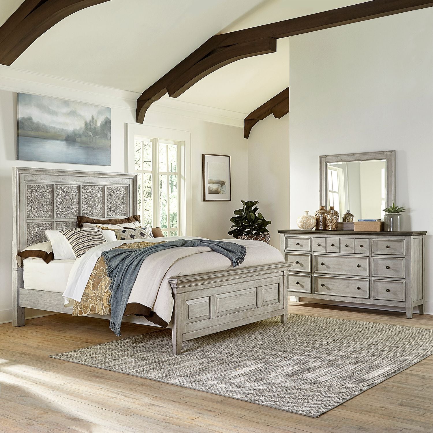 Adebay King Opt California Panel Bed, Dresser & Mirror